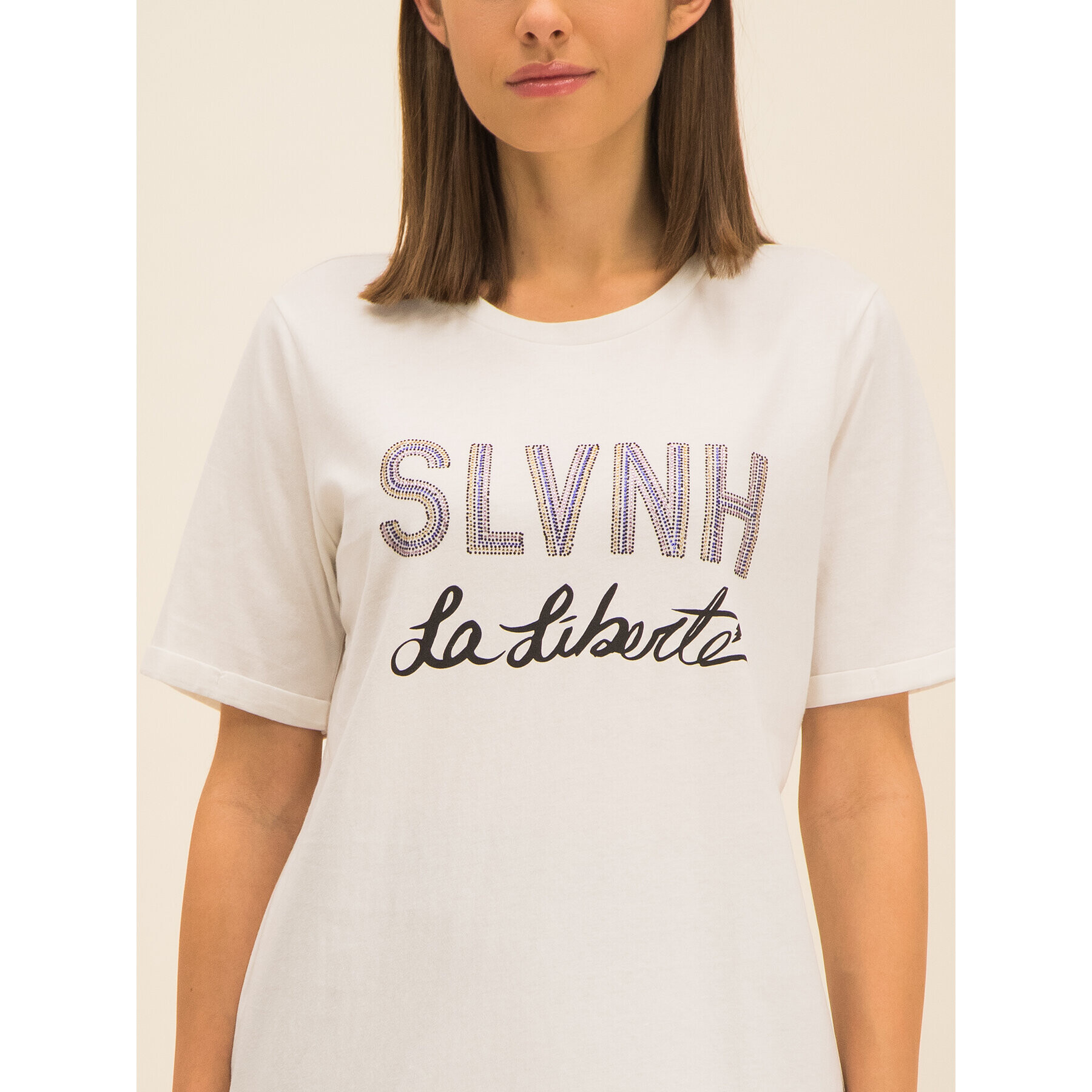 Silvian Heach T-Shirt Stitten PGA19022TS Bílá Regular Fit - Pepit.cz