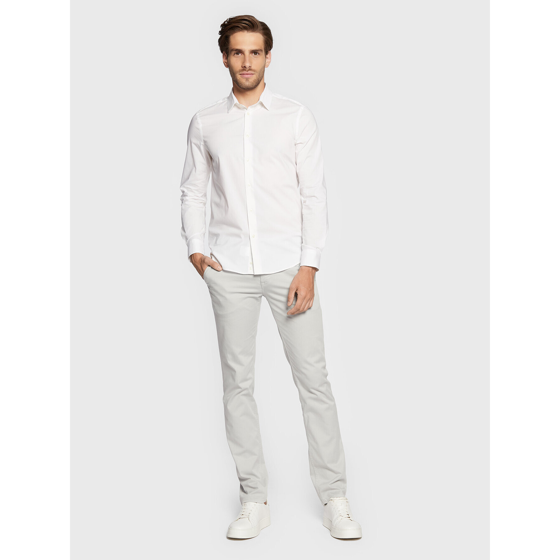 Sisley Košile 5CNX5QL19 Bílá Slim Fit - Pepit.cz