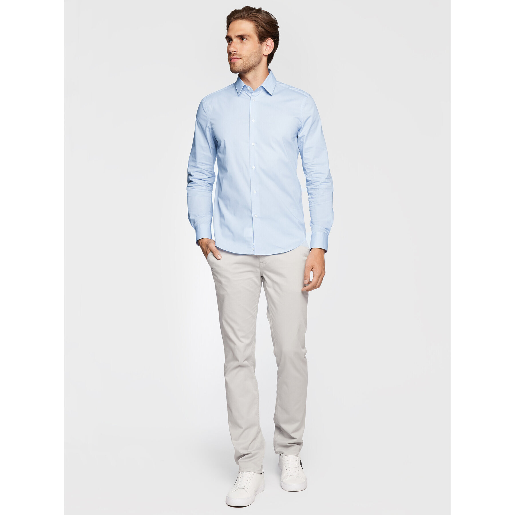 Sisley Košile 5CNX5QL19 Modrá Slim Fit - Pepit.cz