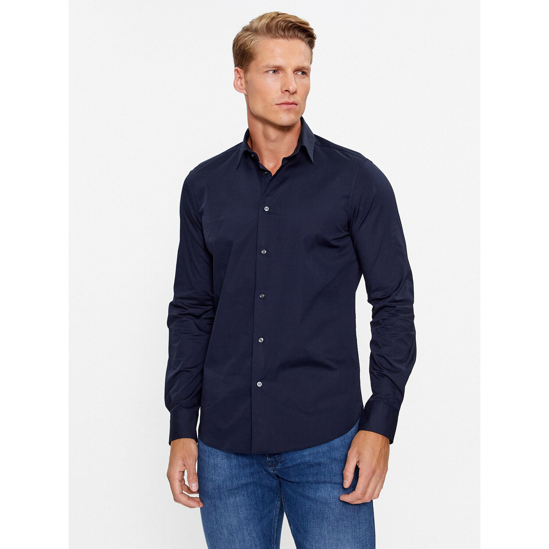 Sisley Košile 5CNX5QL19 Tmavomodrá Slim Fit - Pepit.cz