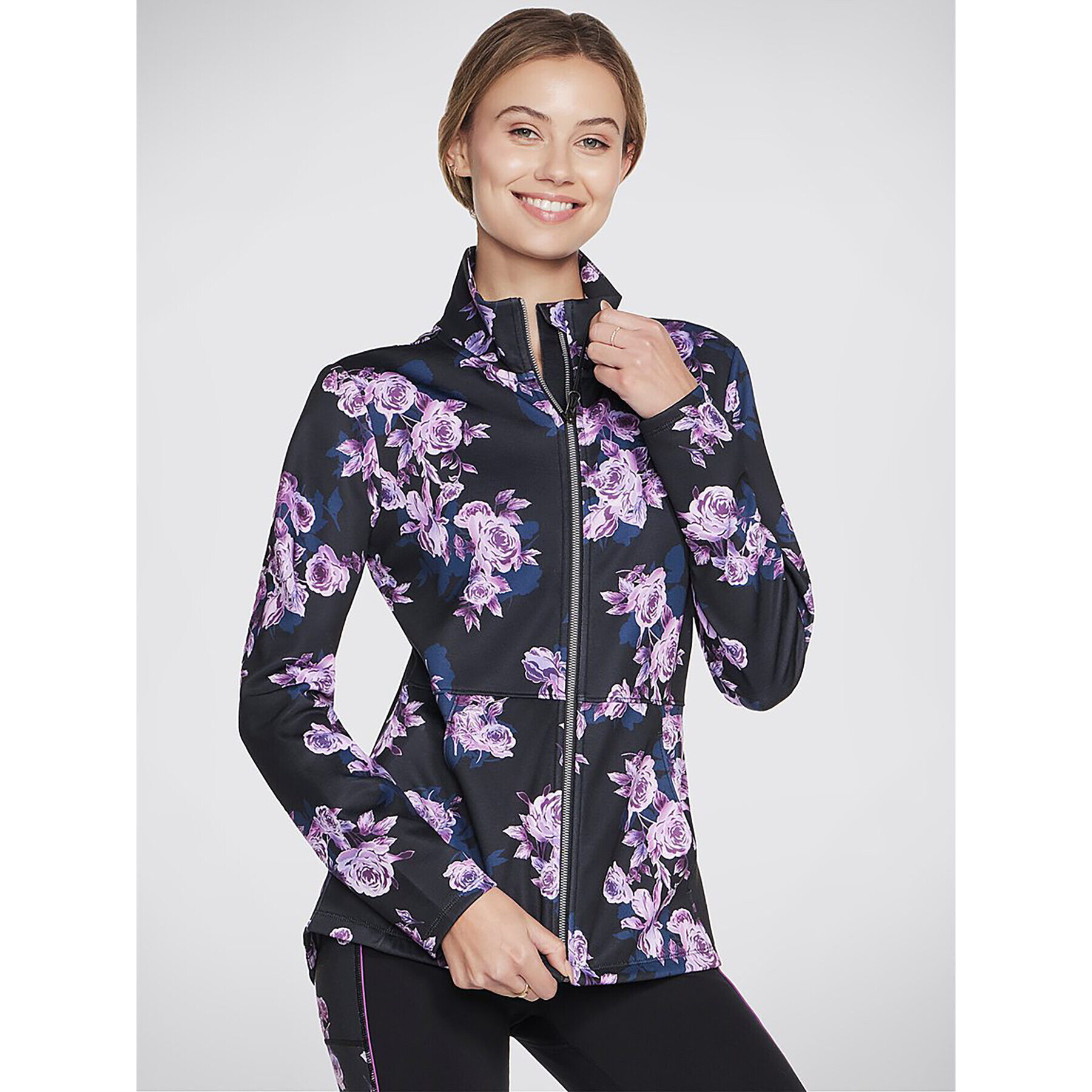 Skechers Bunda anorak Skechcloud Winter Bloom Jacket JA3 Černá Regular Fit - Pepit.cz