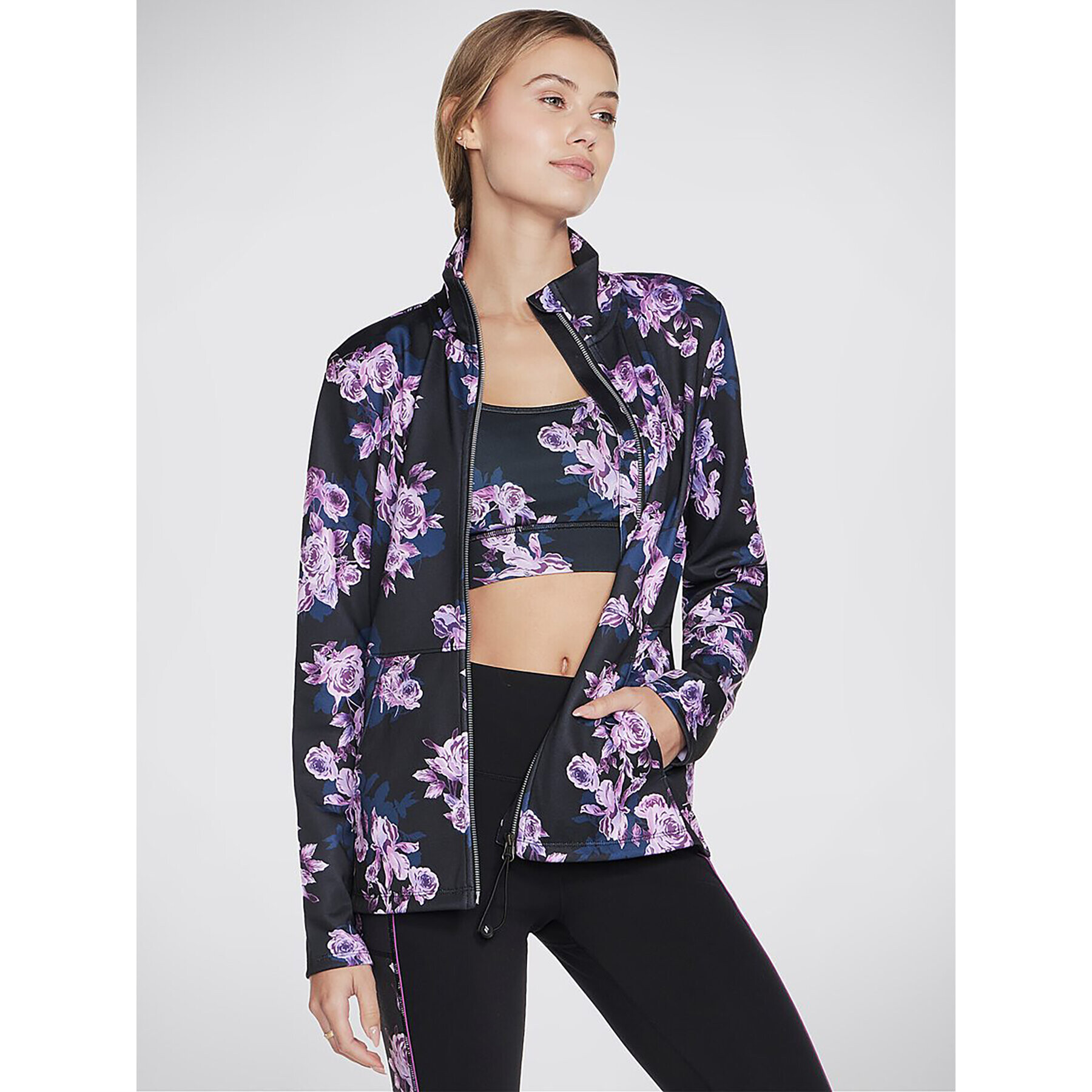 Skechers Bunda anorak Skechcloud Winter Bloom Jacket JA3 Černá Regular Fit - Pepit.cz