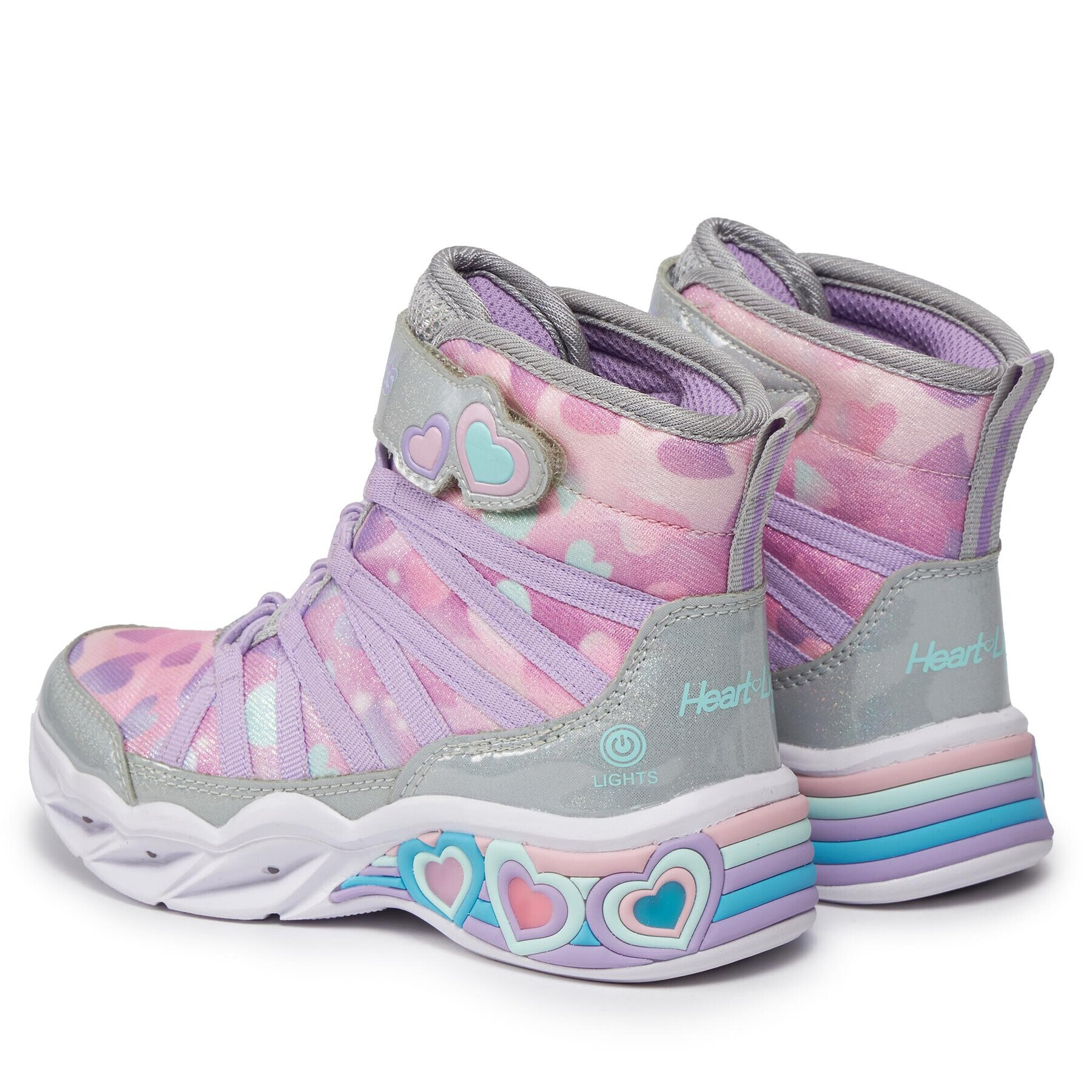 Skechers Kozačky Sweetheart Lights Dreamy Love 302667L/SMLT Stříbrná - Pepit.cz