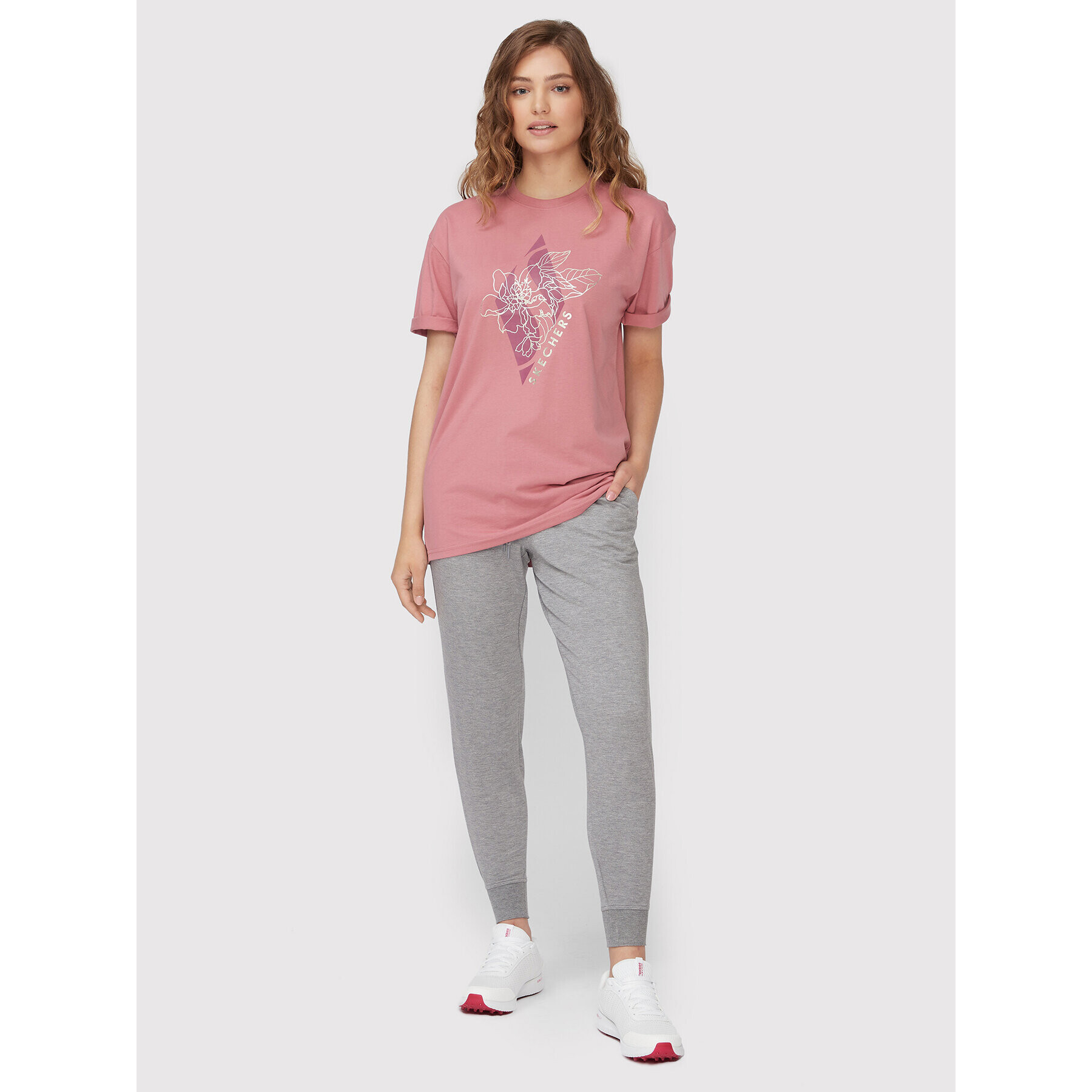 Skechers T-Shirt Diamond Magnolia Outline Everybody WTS354 Růžová Relaxed Fit - Pepit.cz