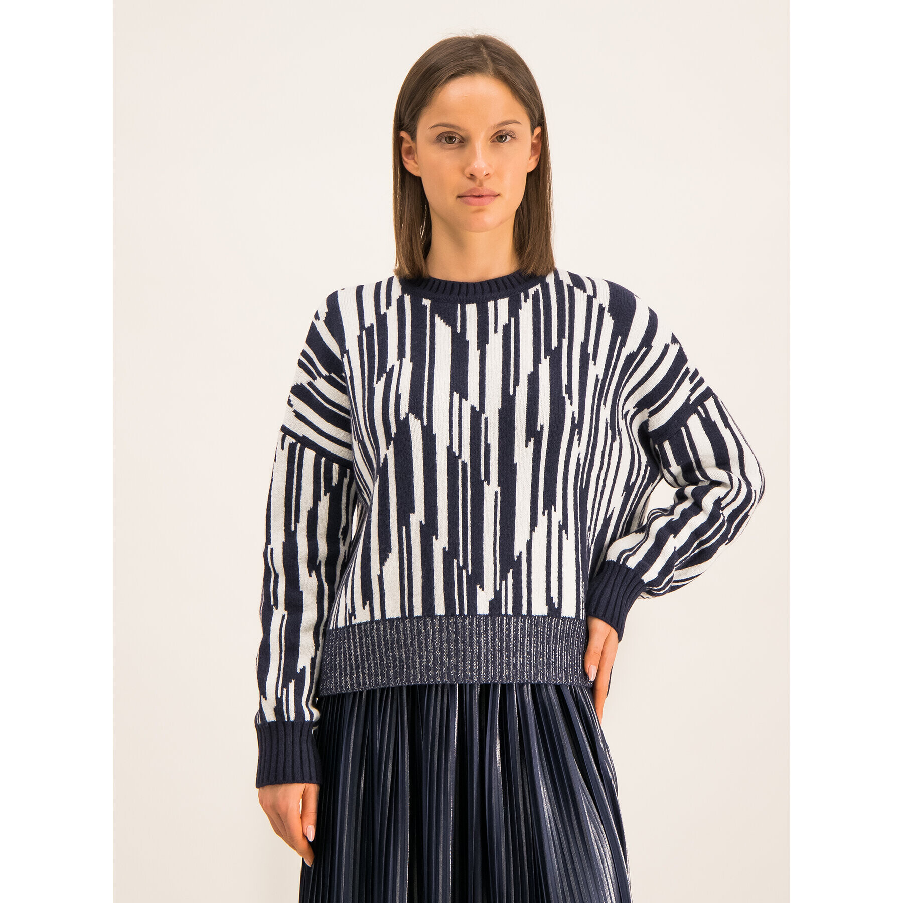 Sportmax Code Svetr Uscio 73660195 Tmavomodrá Oversize - Pepit.cz