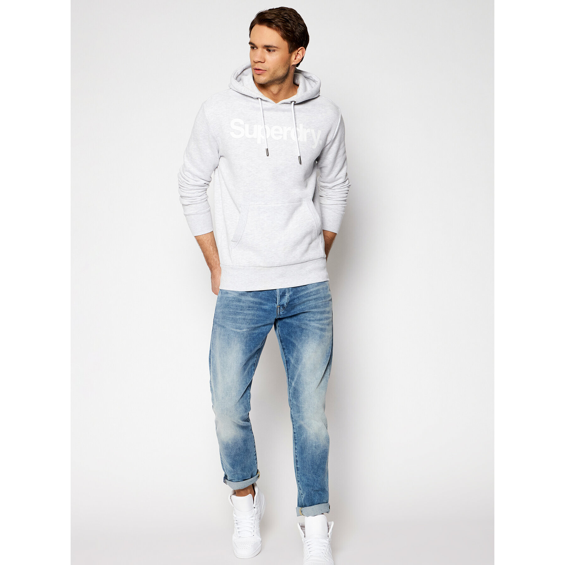 Superdry Mikina Cl Ns Hood Šedá Regular Fit - Pepit.cz