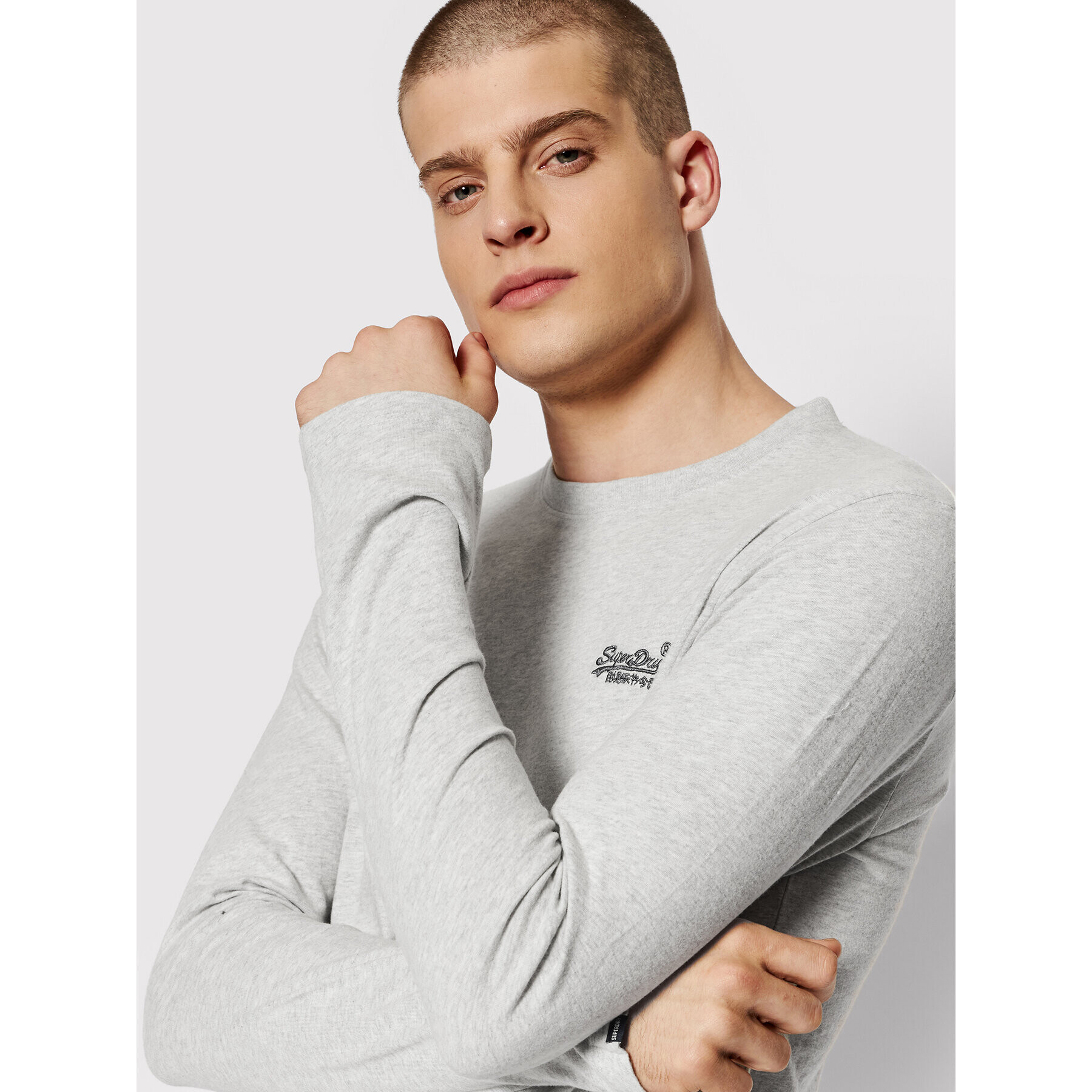 Superdry S dlouhým rukávem Vintage Logo M6010550A Šedá Regular Fit - Pepit.cz