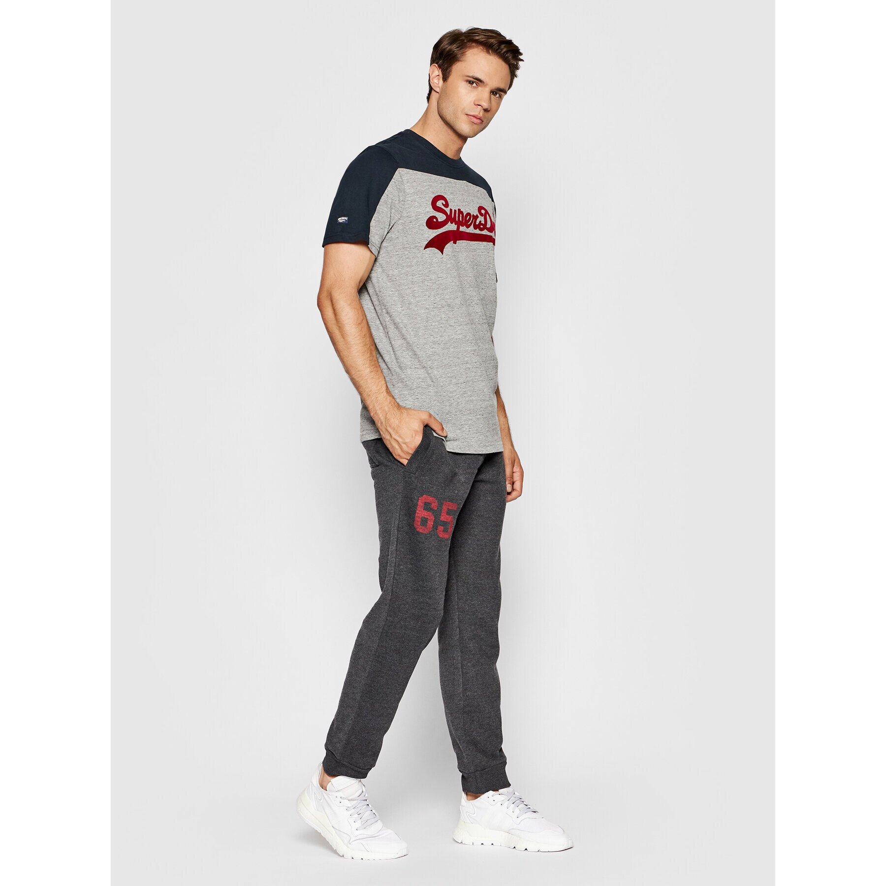 Superdry T-Shirt Colourblock M1011339A Šedá Regular Fit - Pepit.cz