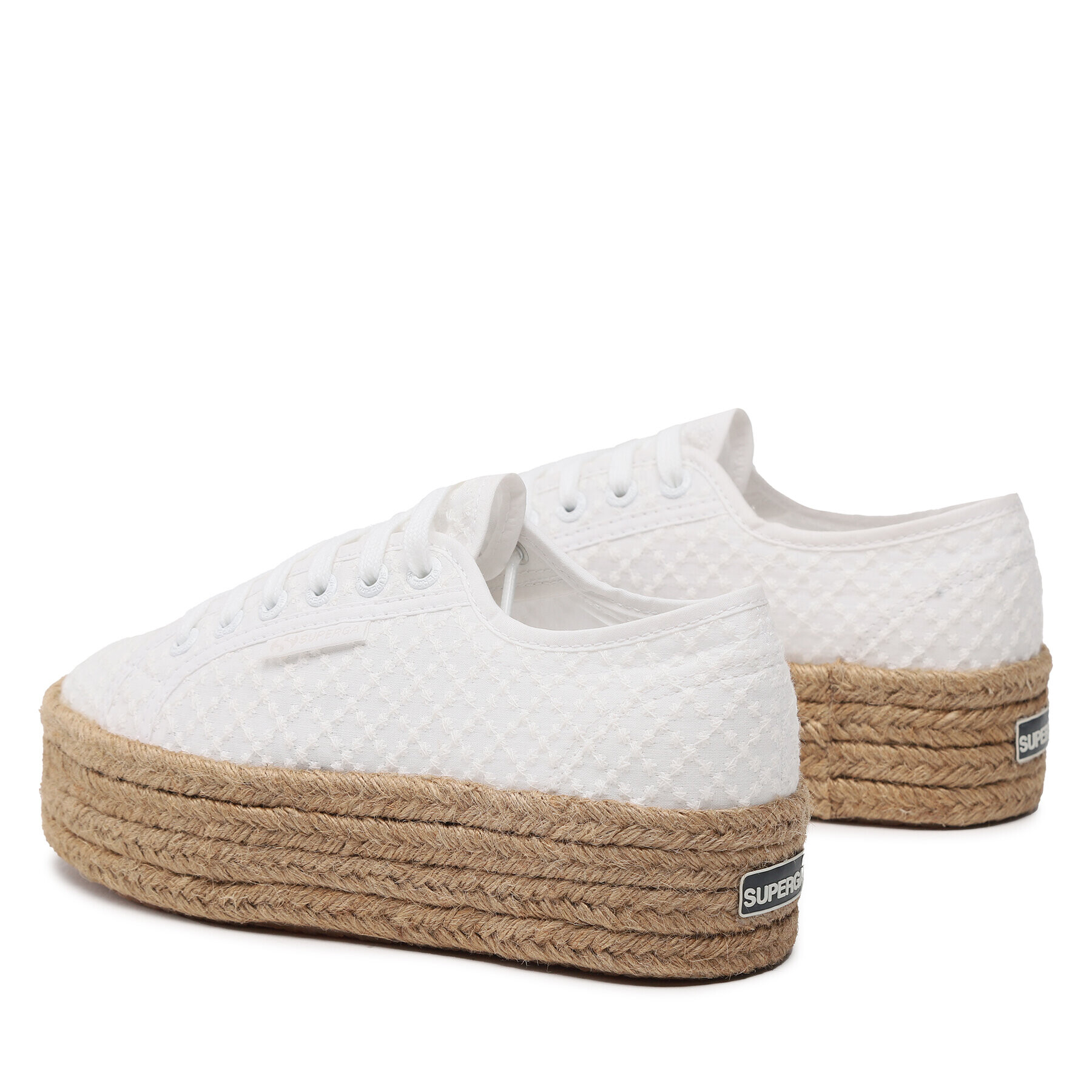 Superga Espadrilky 2790 Rope Macrame Rhombus S3126PW Bílá - Pepit.cz