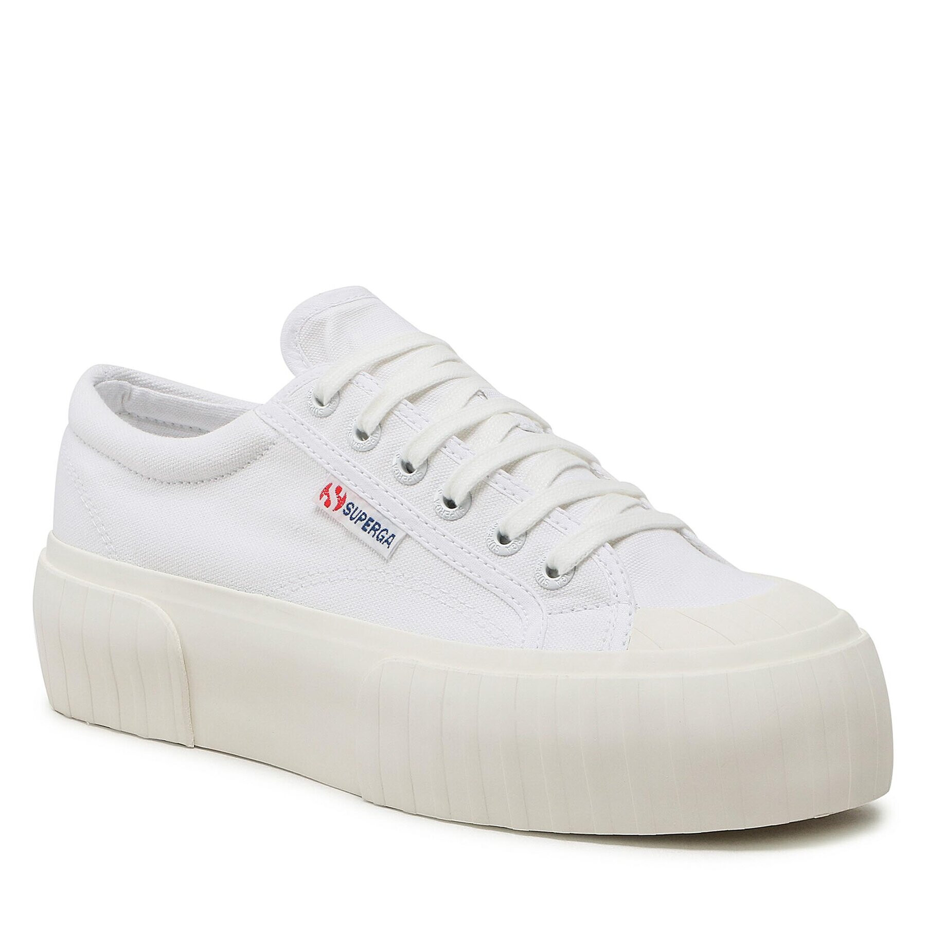 Superga Plátěnky Stripe Platform 2631 S5111SW Bílá - Pepit.cz