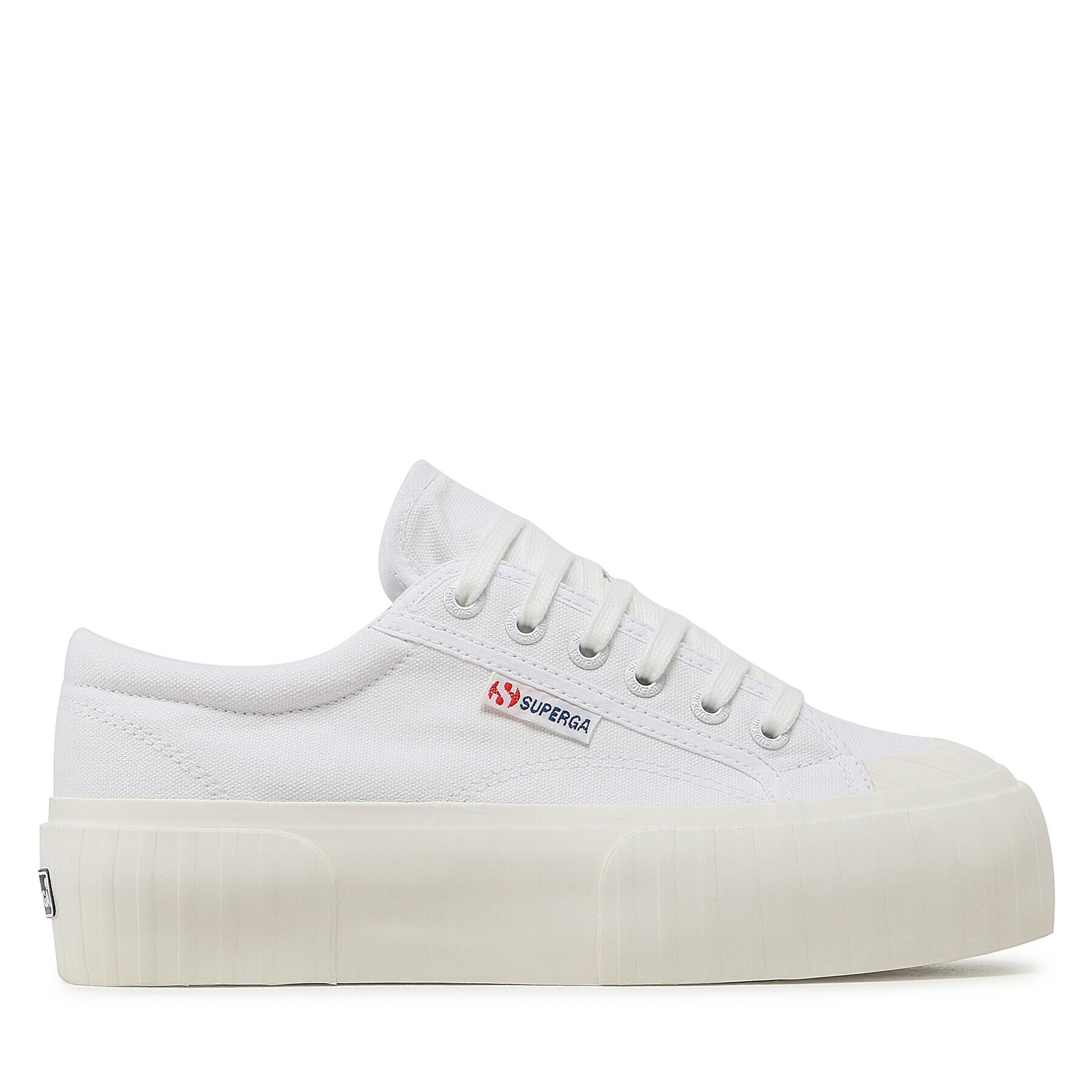 Superga Plátěnky Stripe Platform 2631 S5111SW Bílá - Pepit.cz