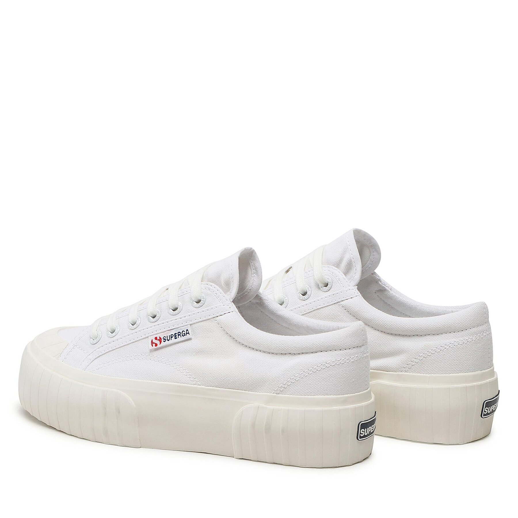 Superga Plátěnky Stripe Platform 2631 S5111SW Bílá - Pepit.cz