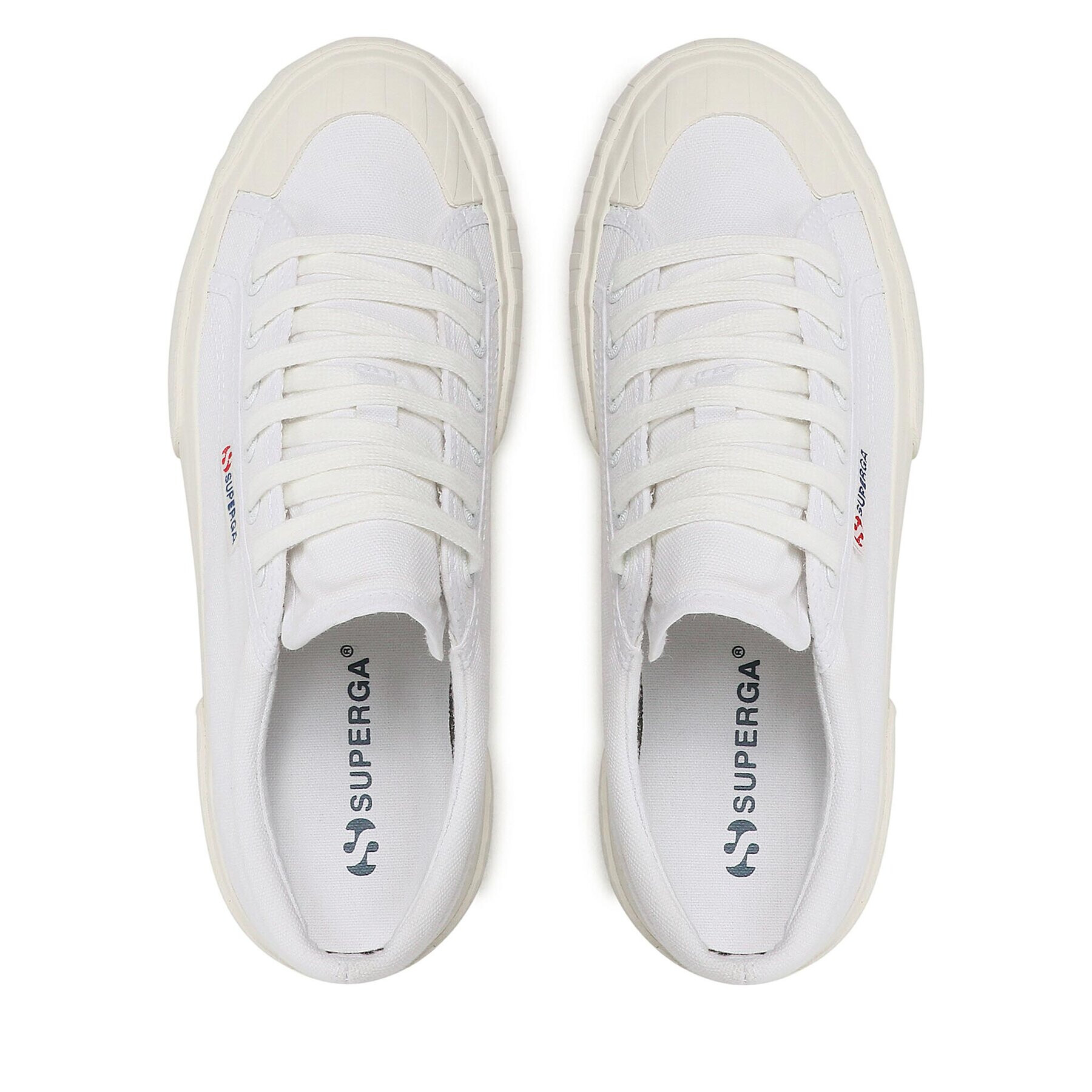 Superga Plátěnky Stripe Platform 2631 S5111SW Bílá - Pepit.cz