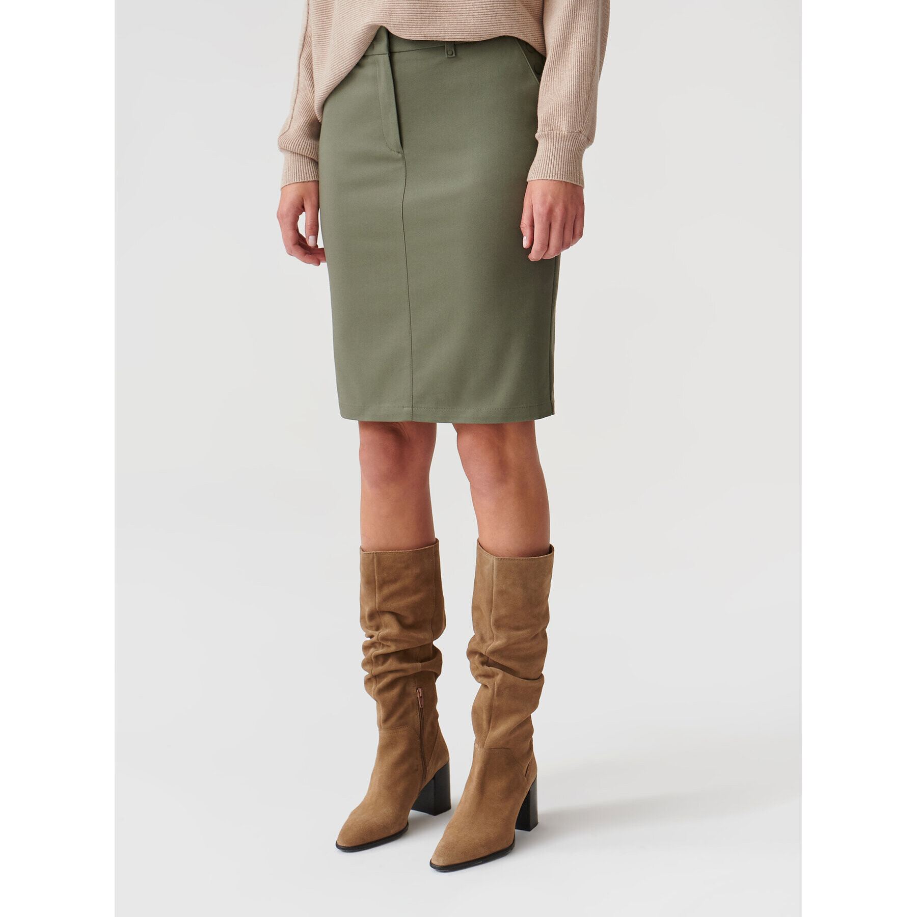 Tatuum Pouzdrová sukně Fili T2318.174 Khaki Slim Fit - Pepit.cz