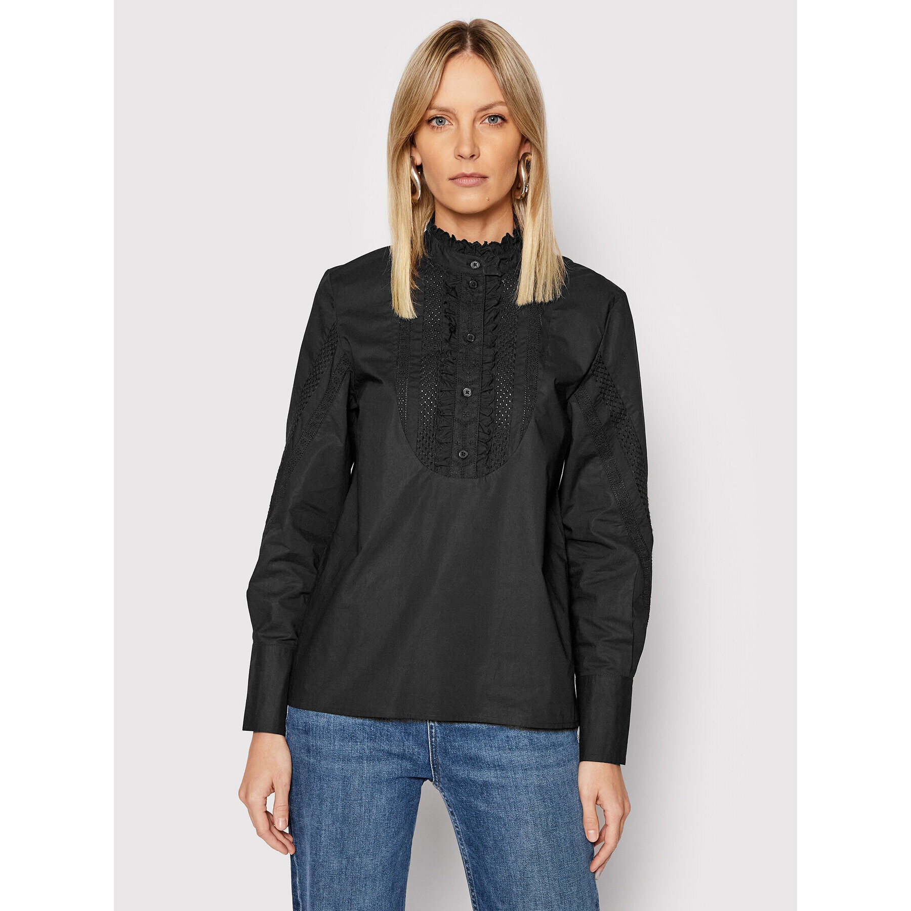 The Kooples Halenka Plastron FTOP23048K Černá Regular Fit - Pepit.cz