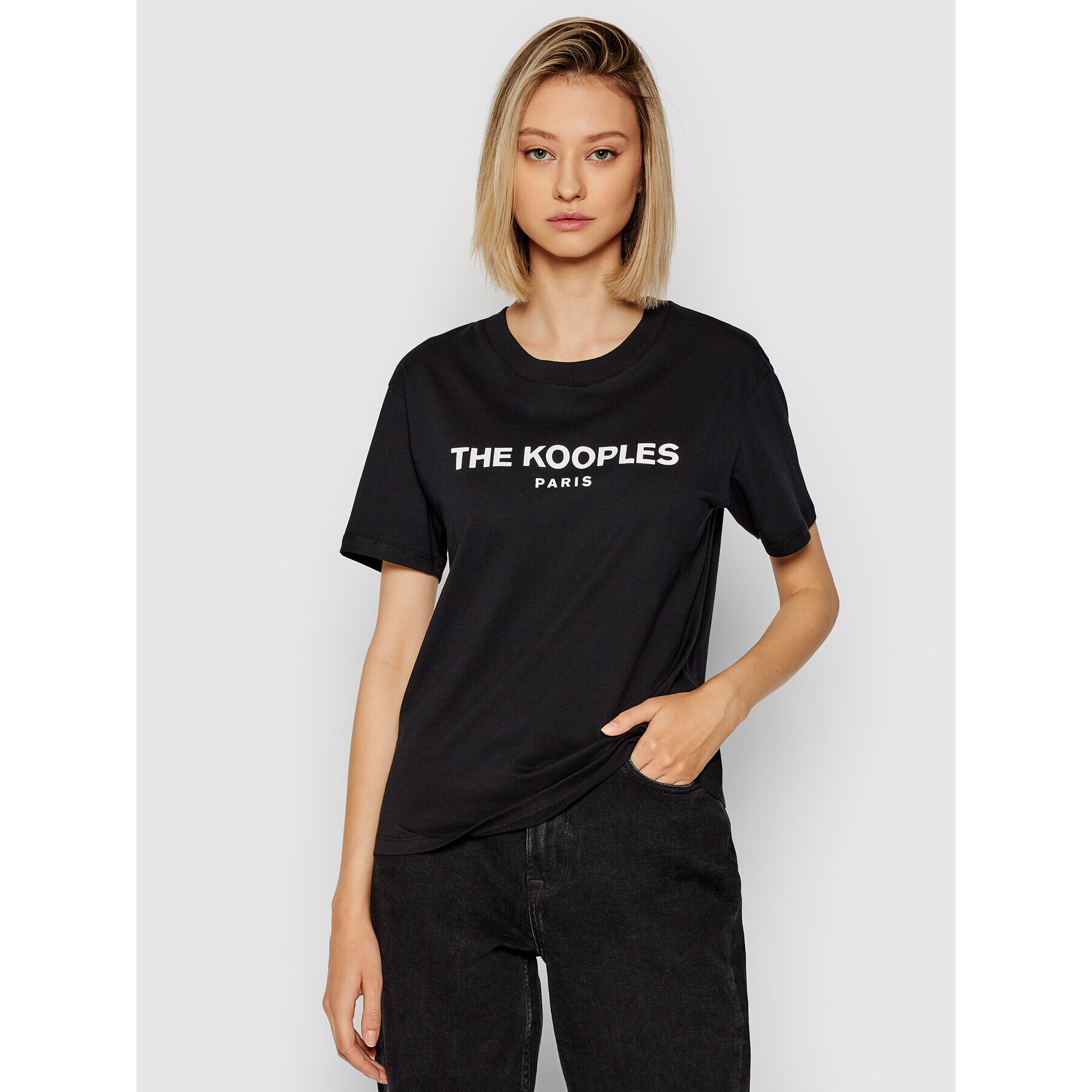 The Kooples T-Shirt Jersey Print FTSC20036K Černá Regular Fit - Pepit.cz