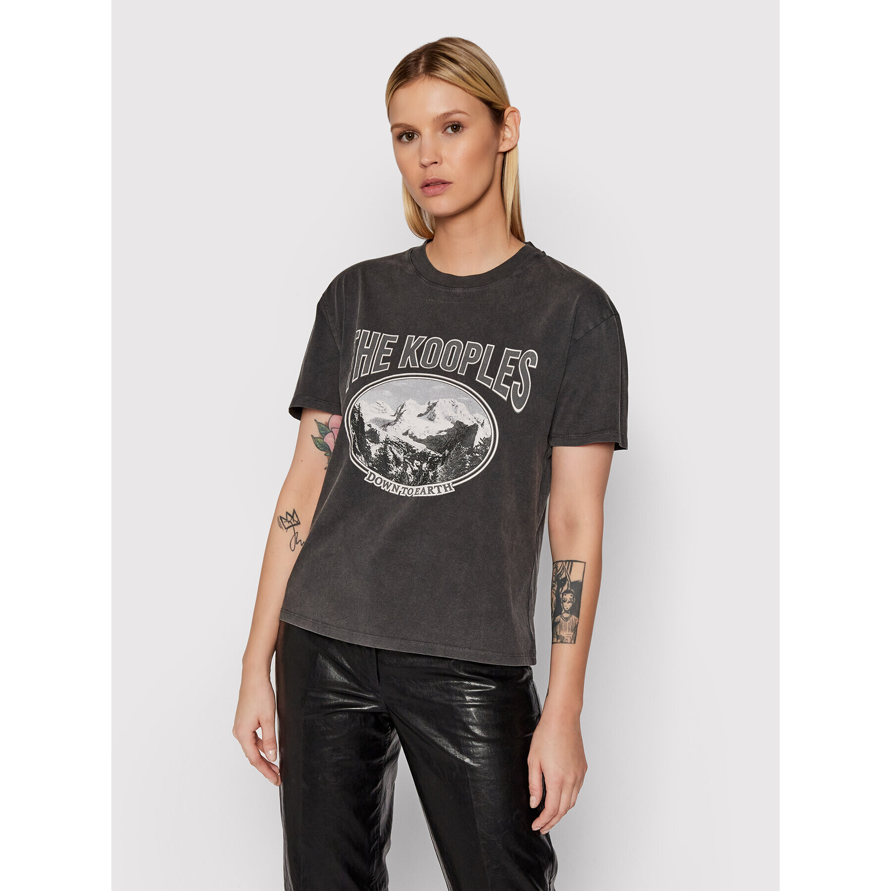 The Kooples T-Shirt Print FTSC23030K Šedá Regular Fit - Pepit.cz