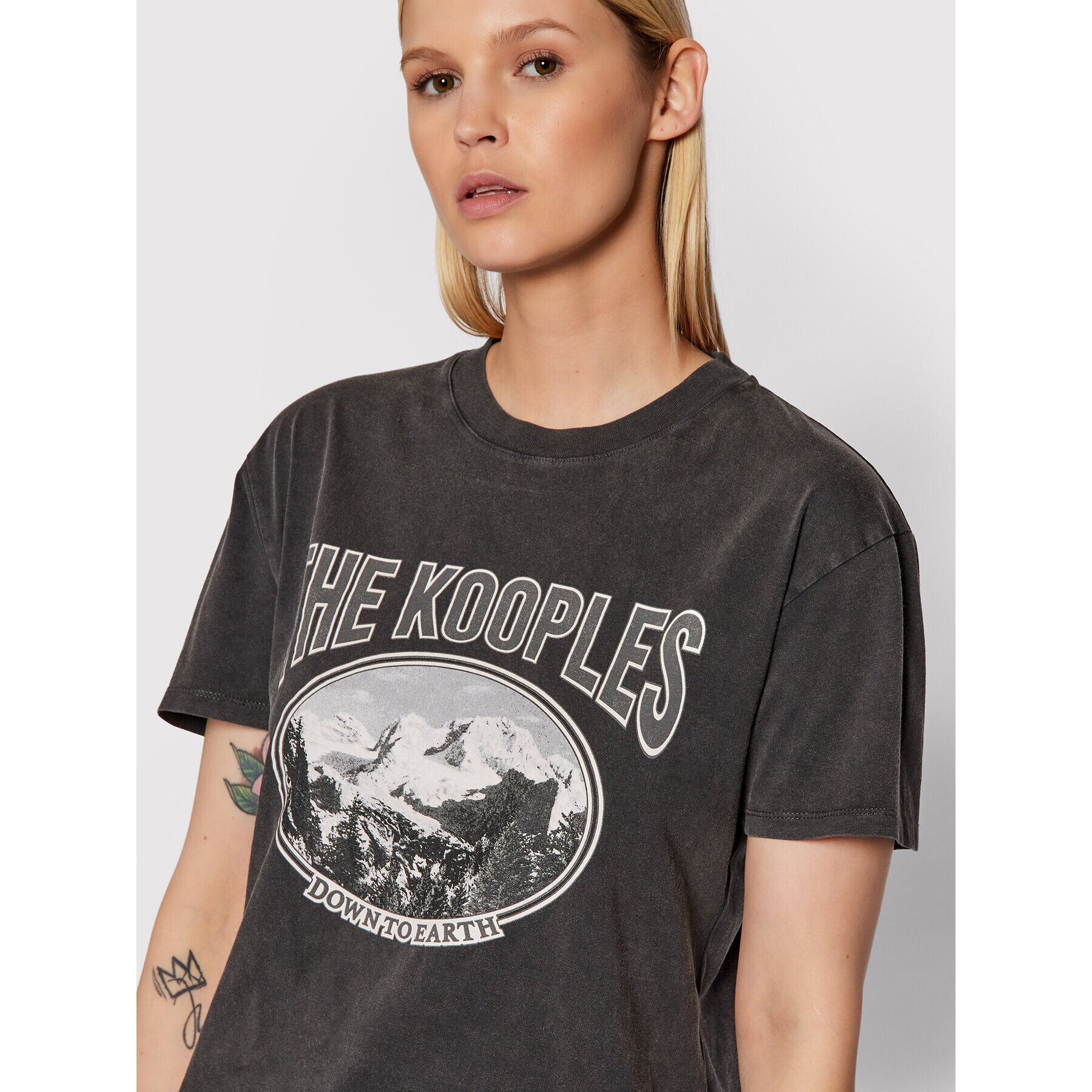 The Kooples T-Shirt Print FTSC23030K Šedá Regular Fit - Pepit.cz