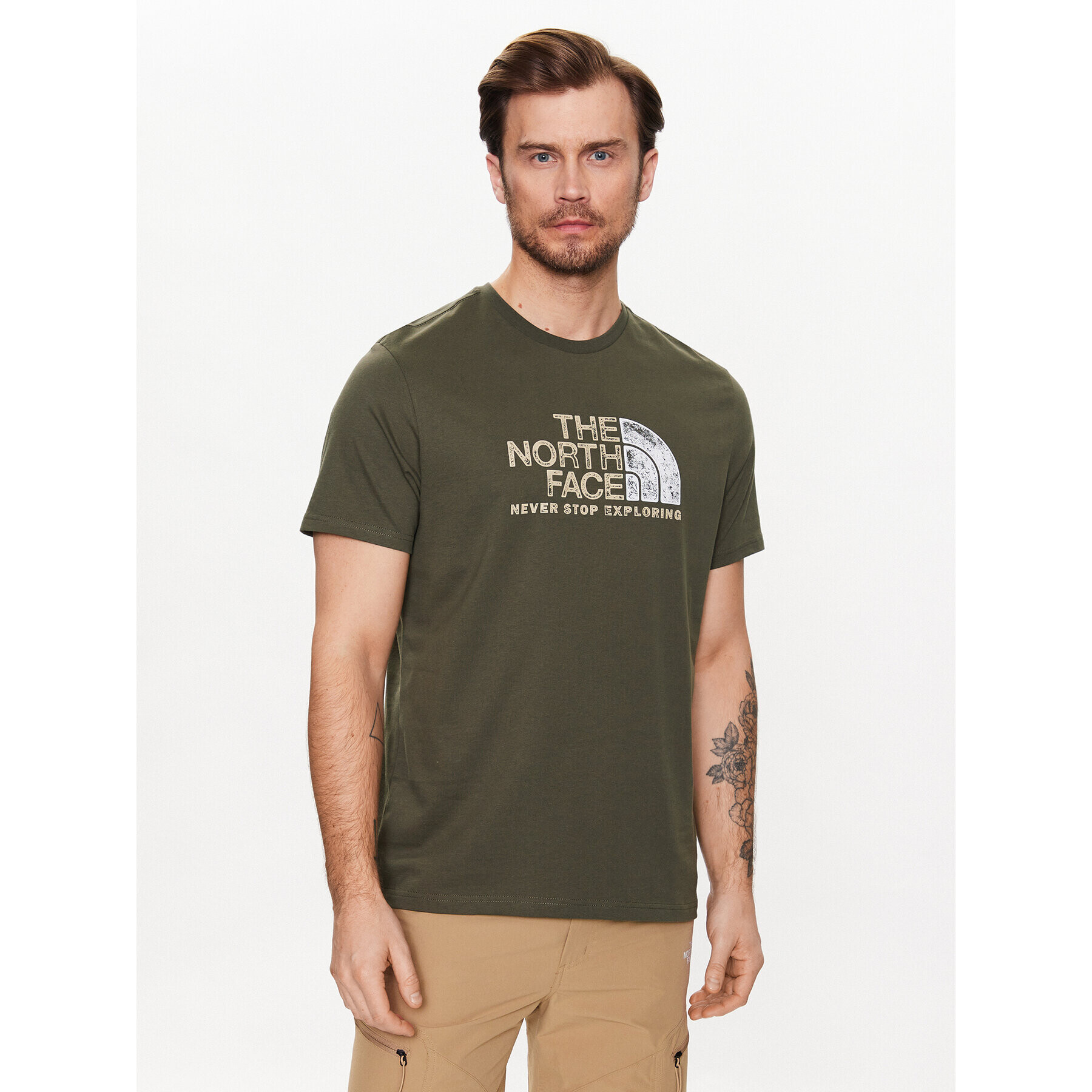 The North Face T-Shirt Rust NF0A4M68 Khaki Regular Fit - Pepit.cz