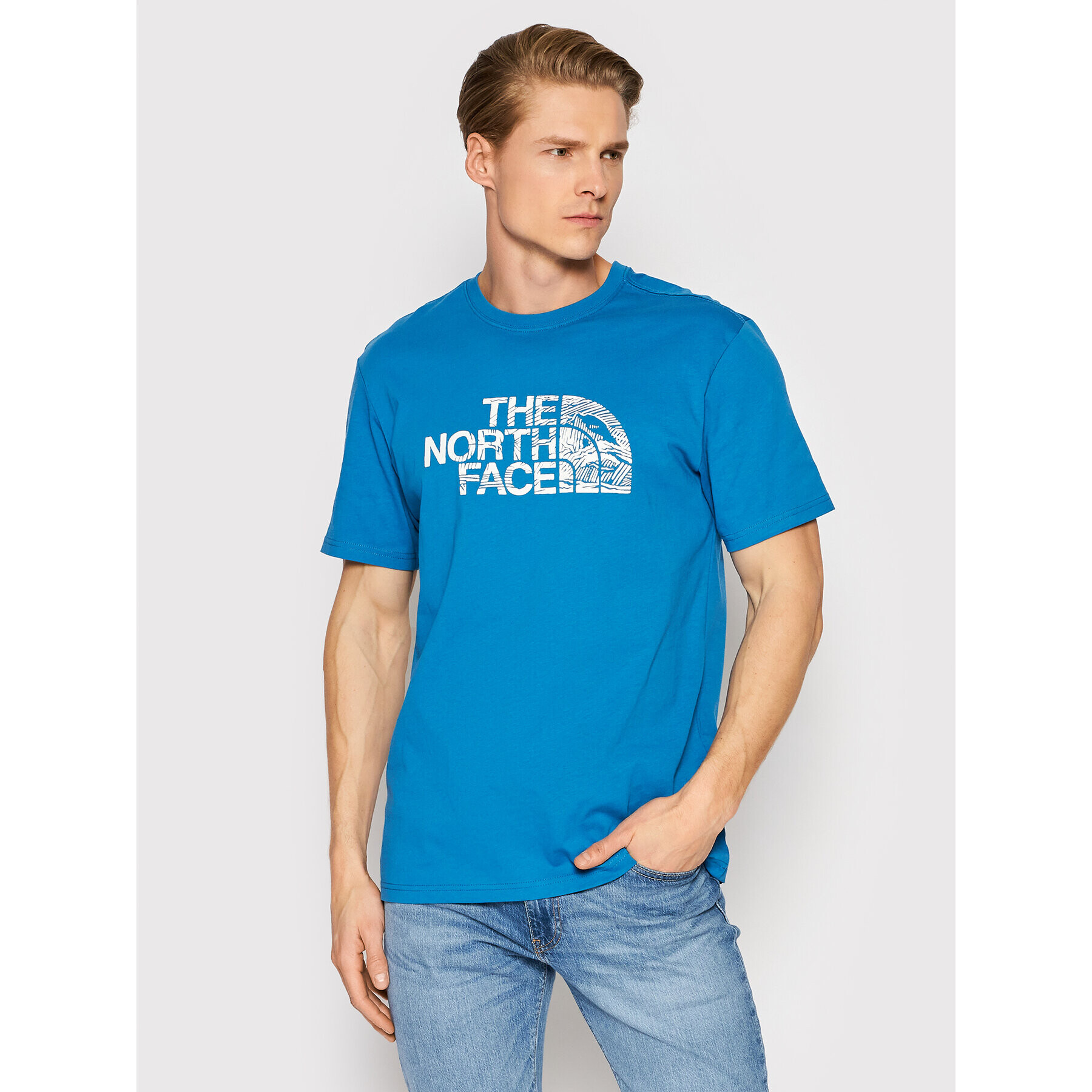 The North Face T-Shirt Woodcut Dome NF00A3G1 Modrá Regular Fit - Pepit.cz