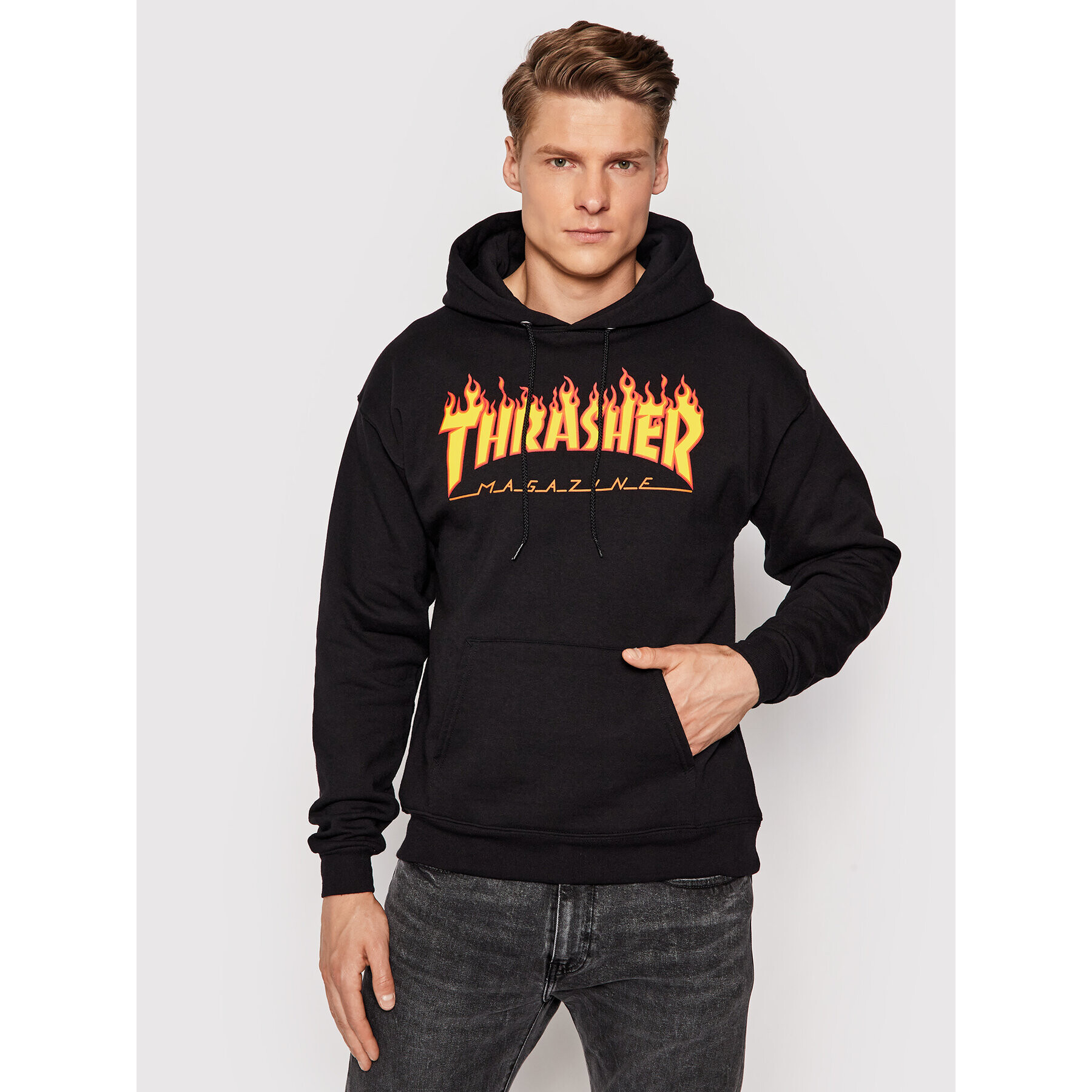 Thrasher Mikina Flame Černá Regular Fit - Pepit.cz