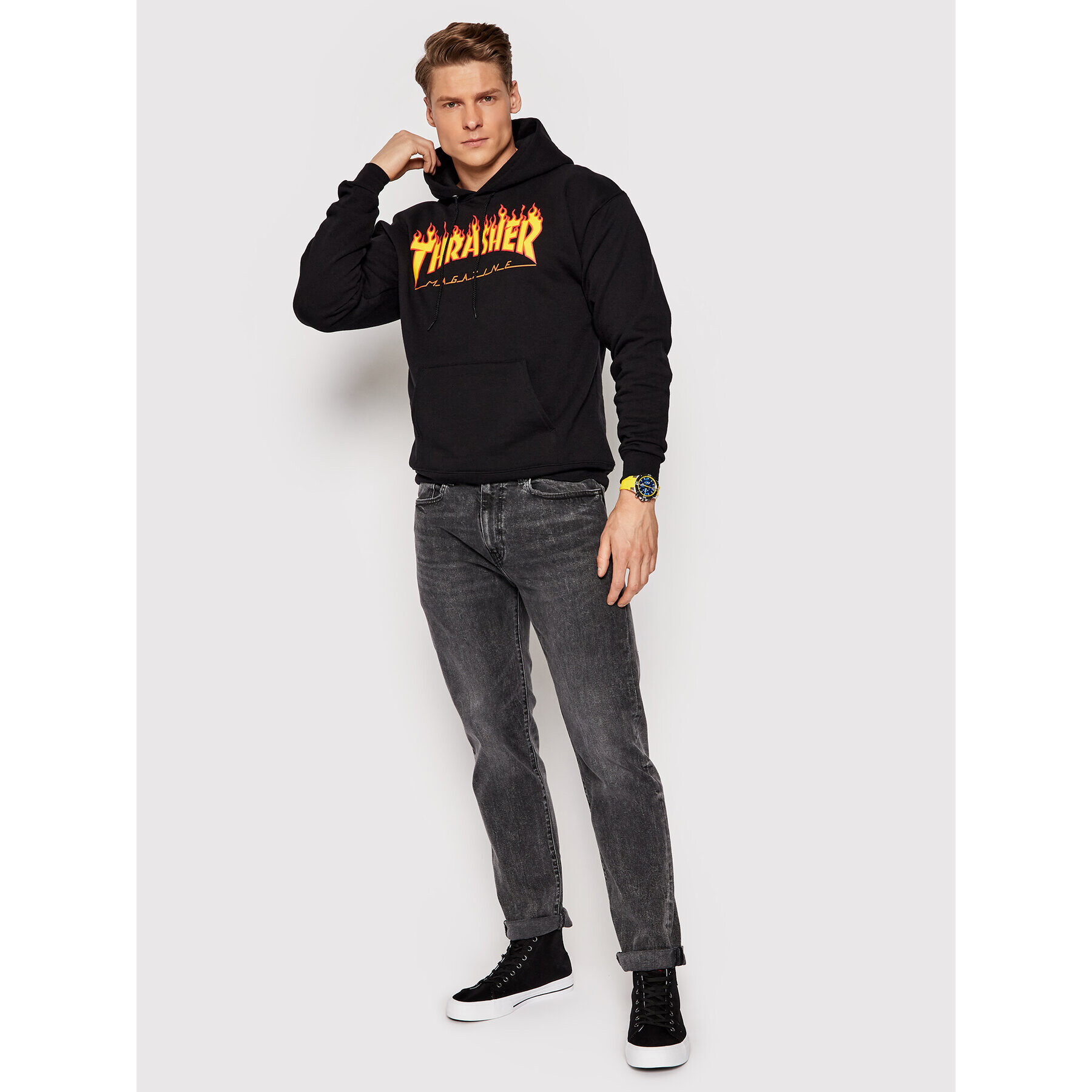 Thrasher Mikina Flame Černá Regular Fit - Pepit.cz