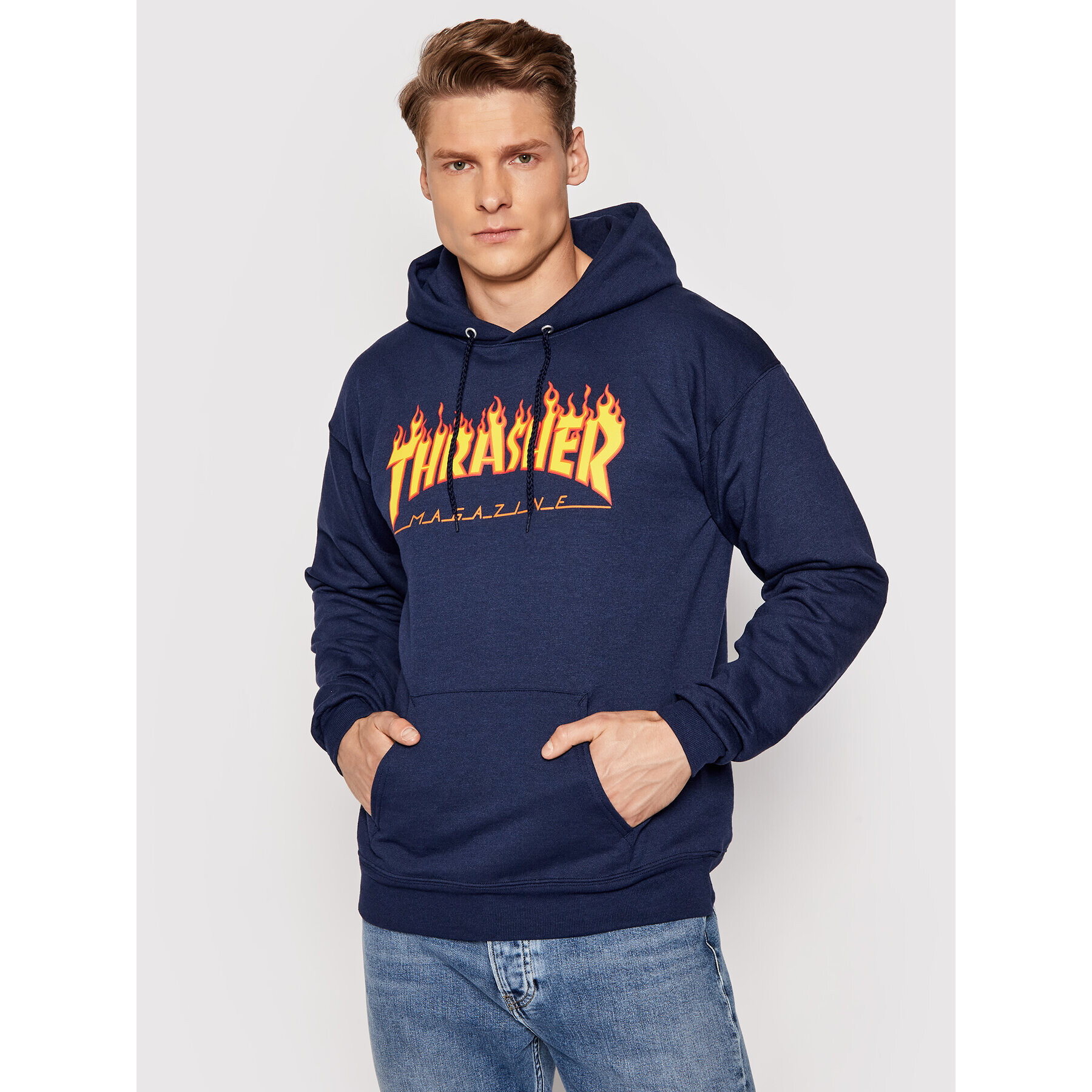 Thrasher Mikina Flame Tmavomodrá Regular Fit - Pepit.cz