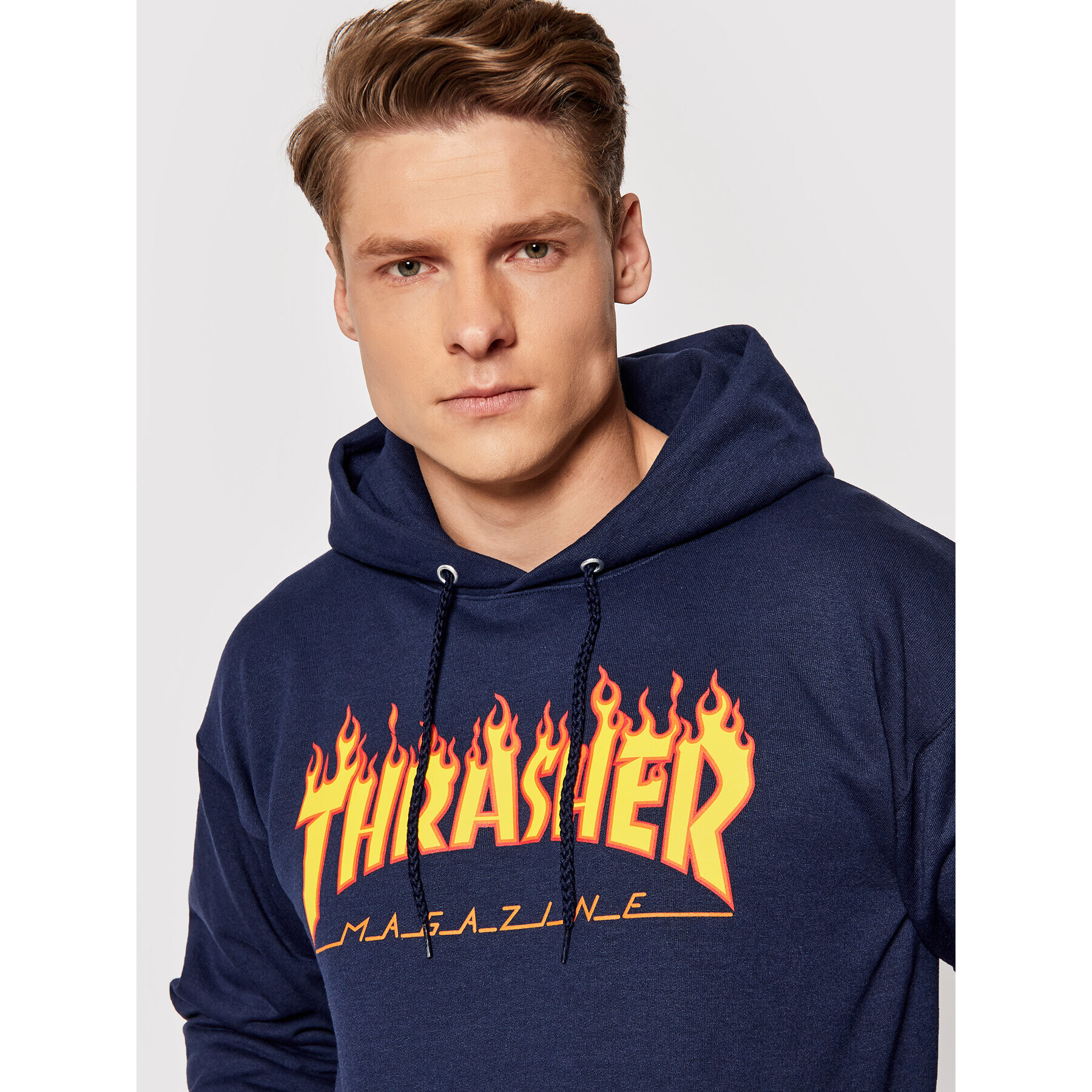 Thrasher Mikina Flame Tmavomodrá Regular Fit - Pepit.cz