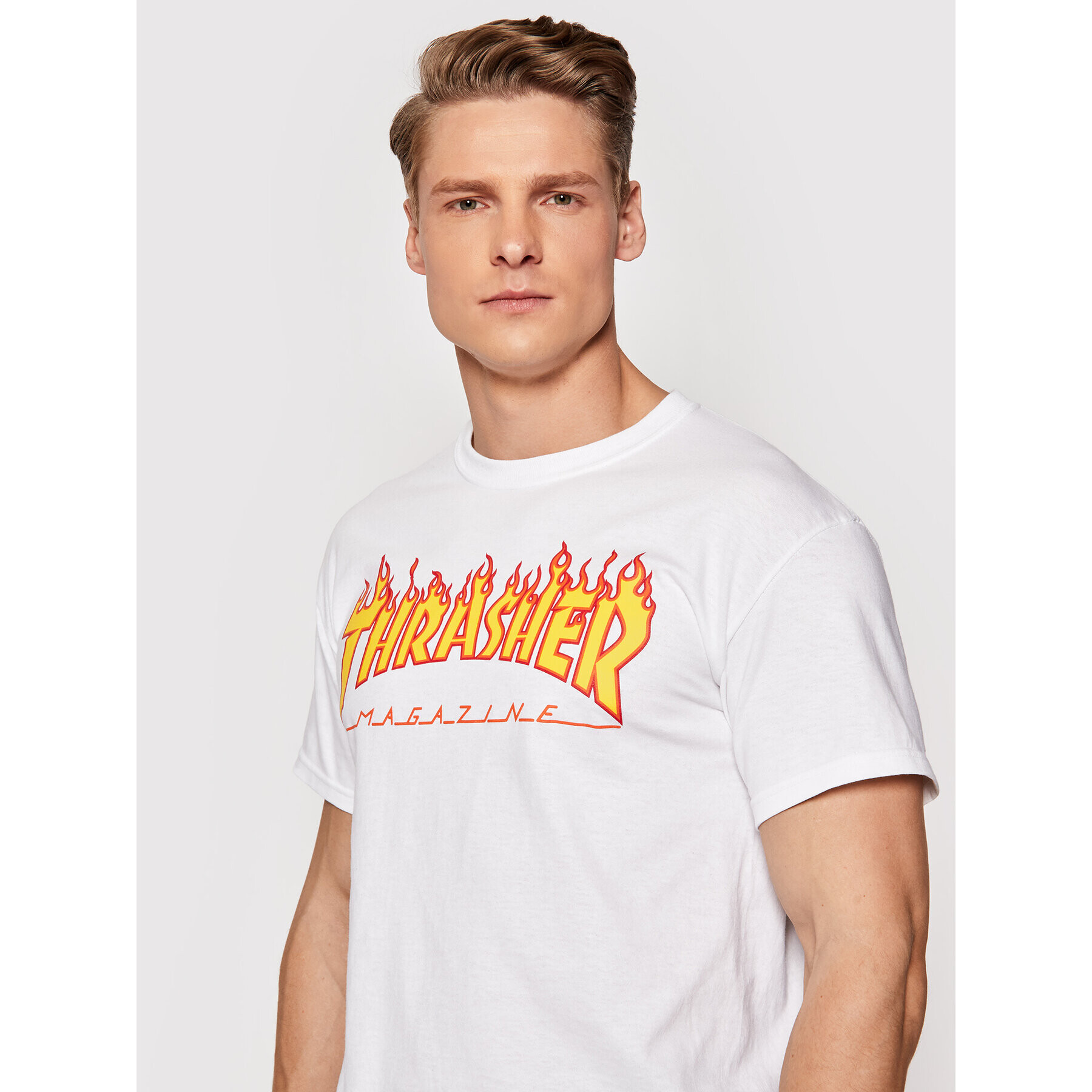 Thrasher T-Shirt Flame Bílá Regular Fit - Pepit.cz