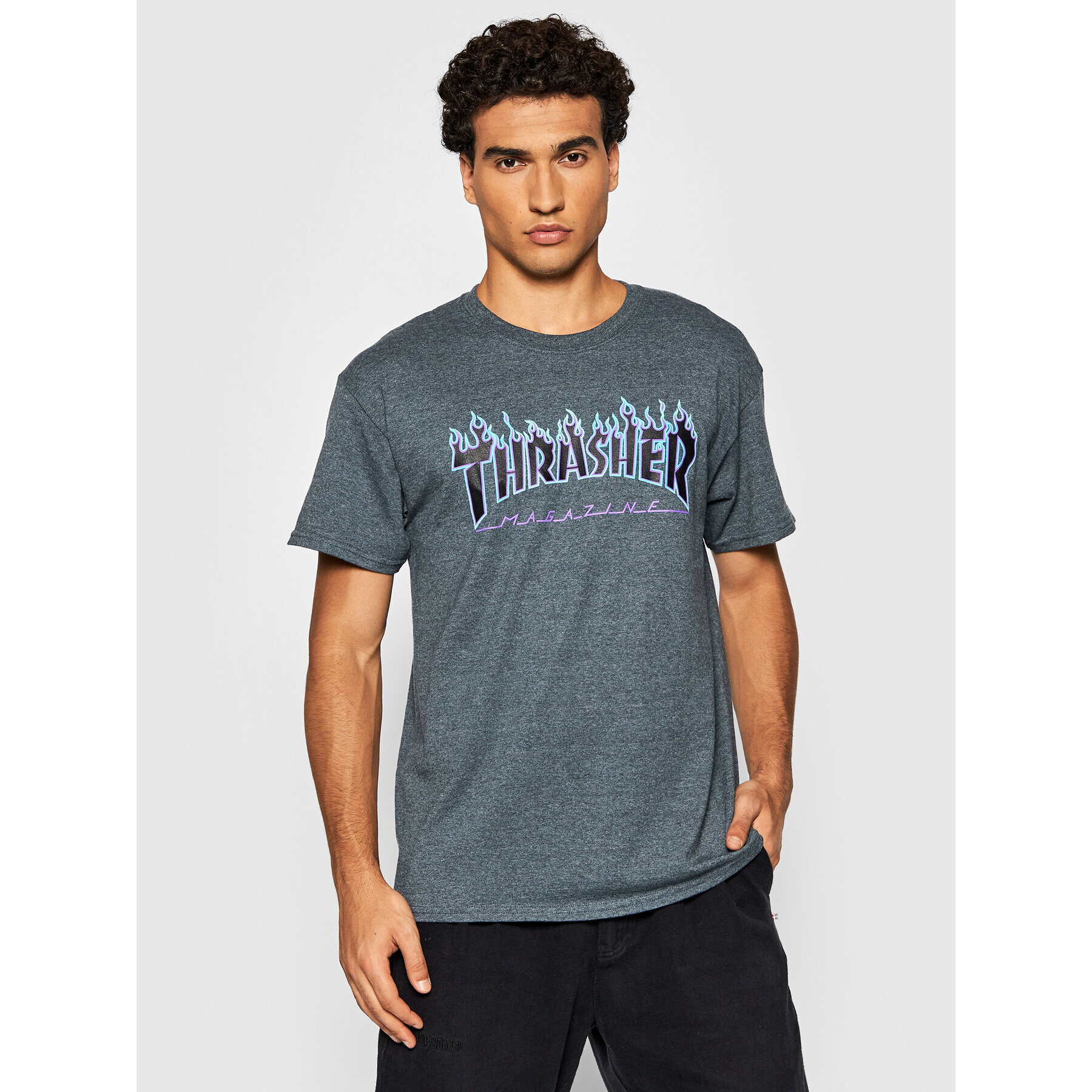 Thrasher T-Shirt Flame Tmavomodrá Regular Fit - Pepit.cz