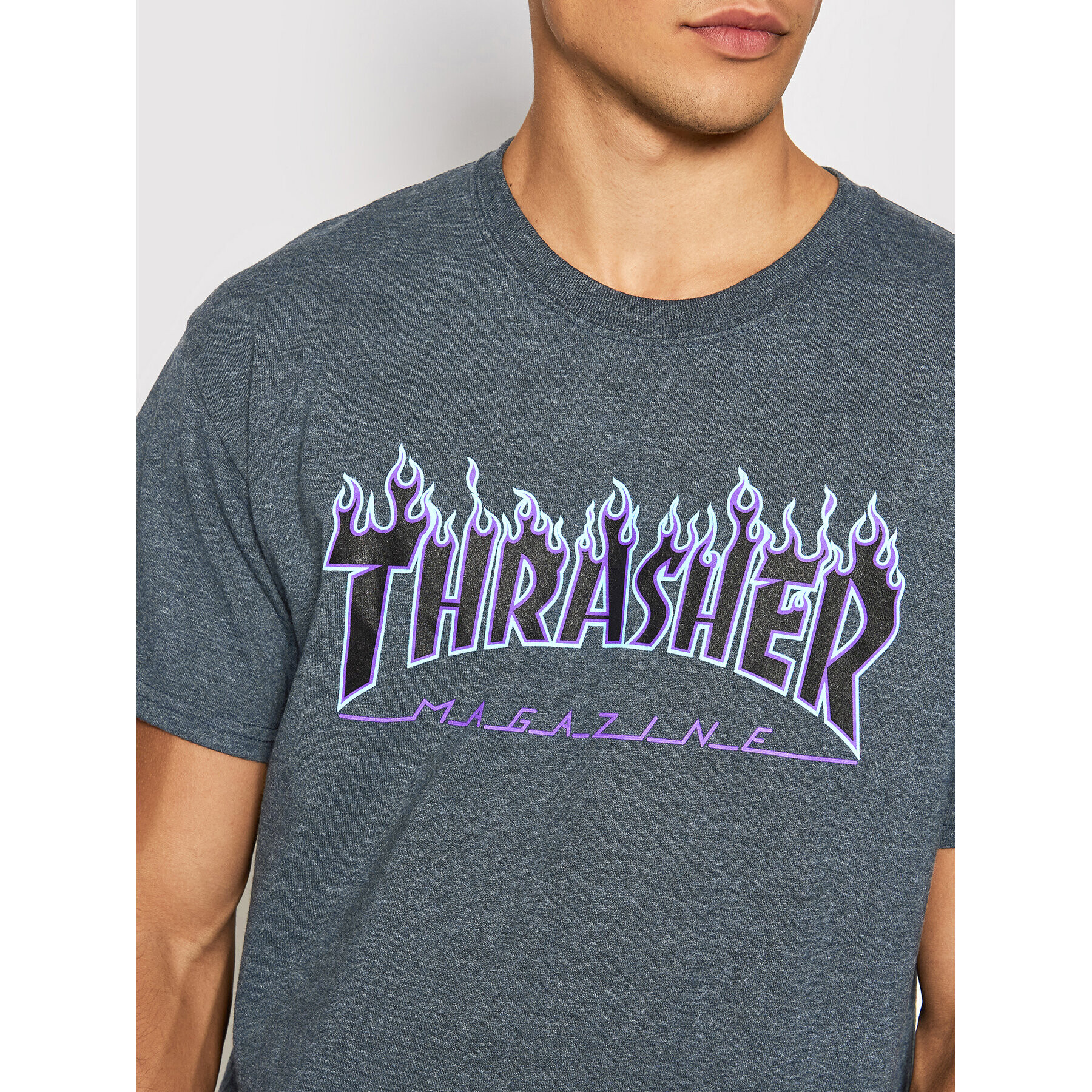 Thrasher T-Shirt Flame Tmavomodrá Regular Fit - Pepit.cz