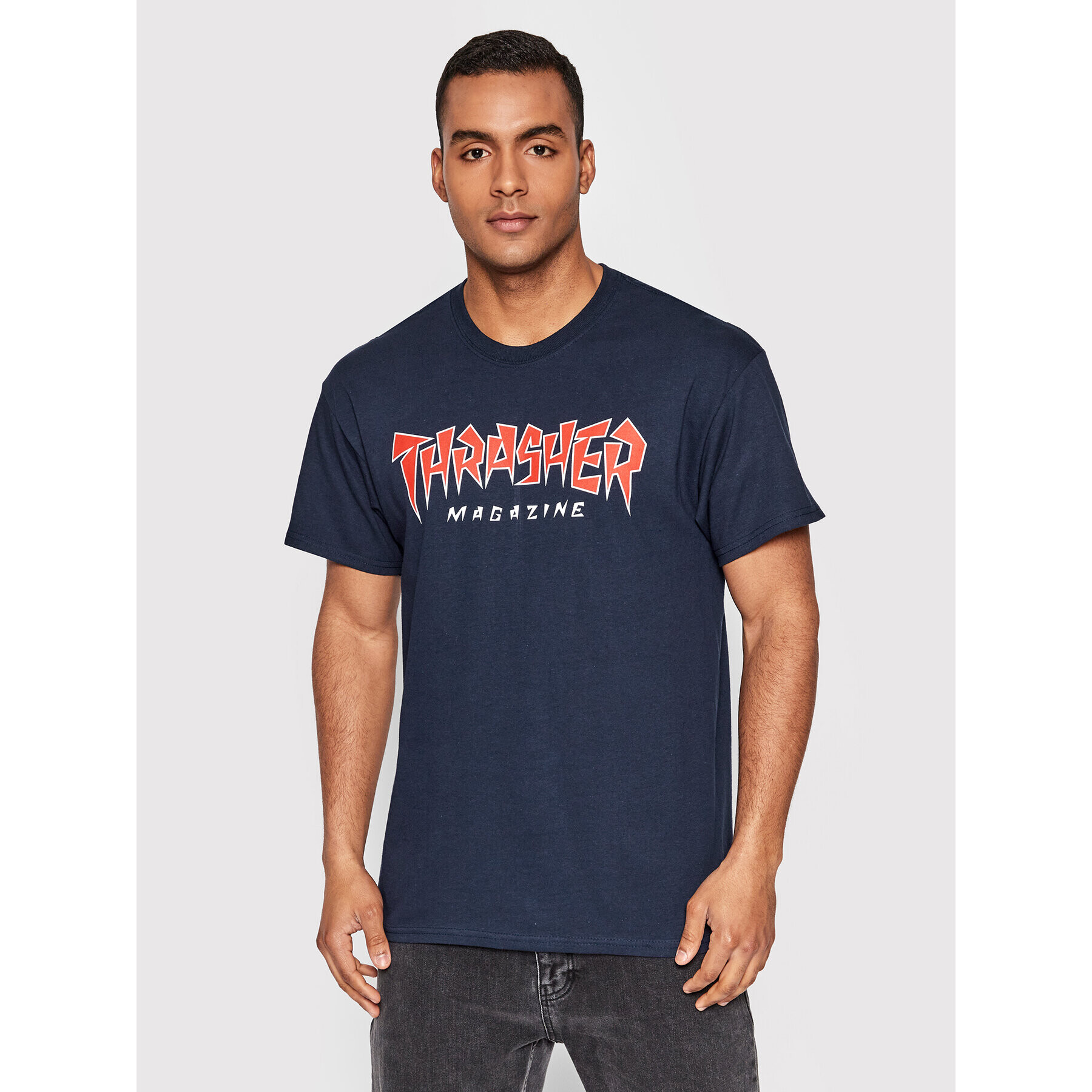 Thrasher T-Shirt Jagged Logo Tmavomodrá Regular Fit - Pepit.cz