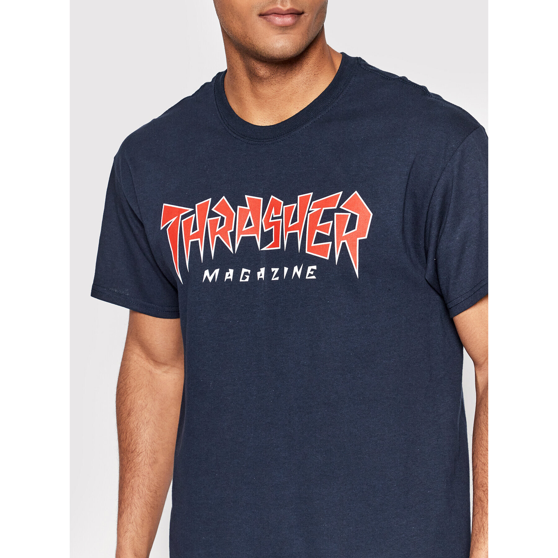 Thrasher T-Shirt Jagged Logo Tmavomodrá Regular Fit - Pepit.cz