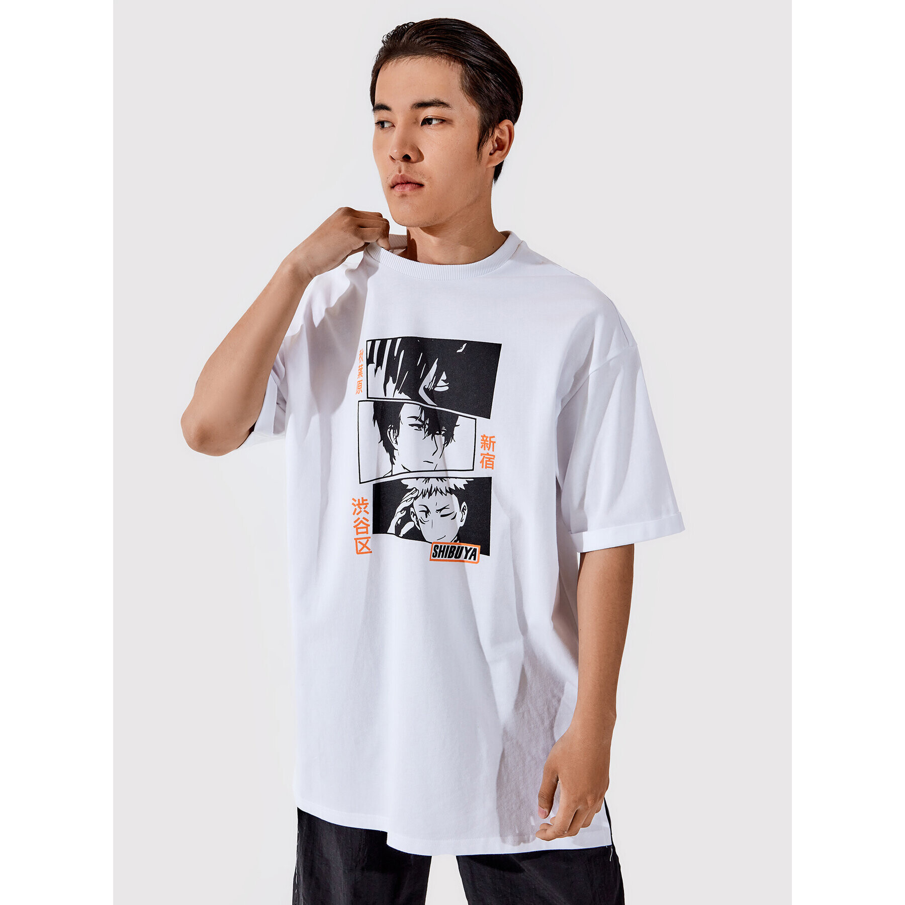 Togoshi T-Shirt Unisex TG22-TSM010 Bílá Oversize - Pepit.cz