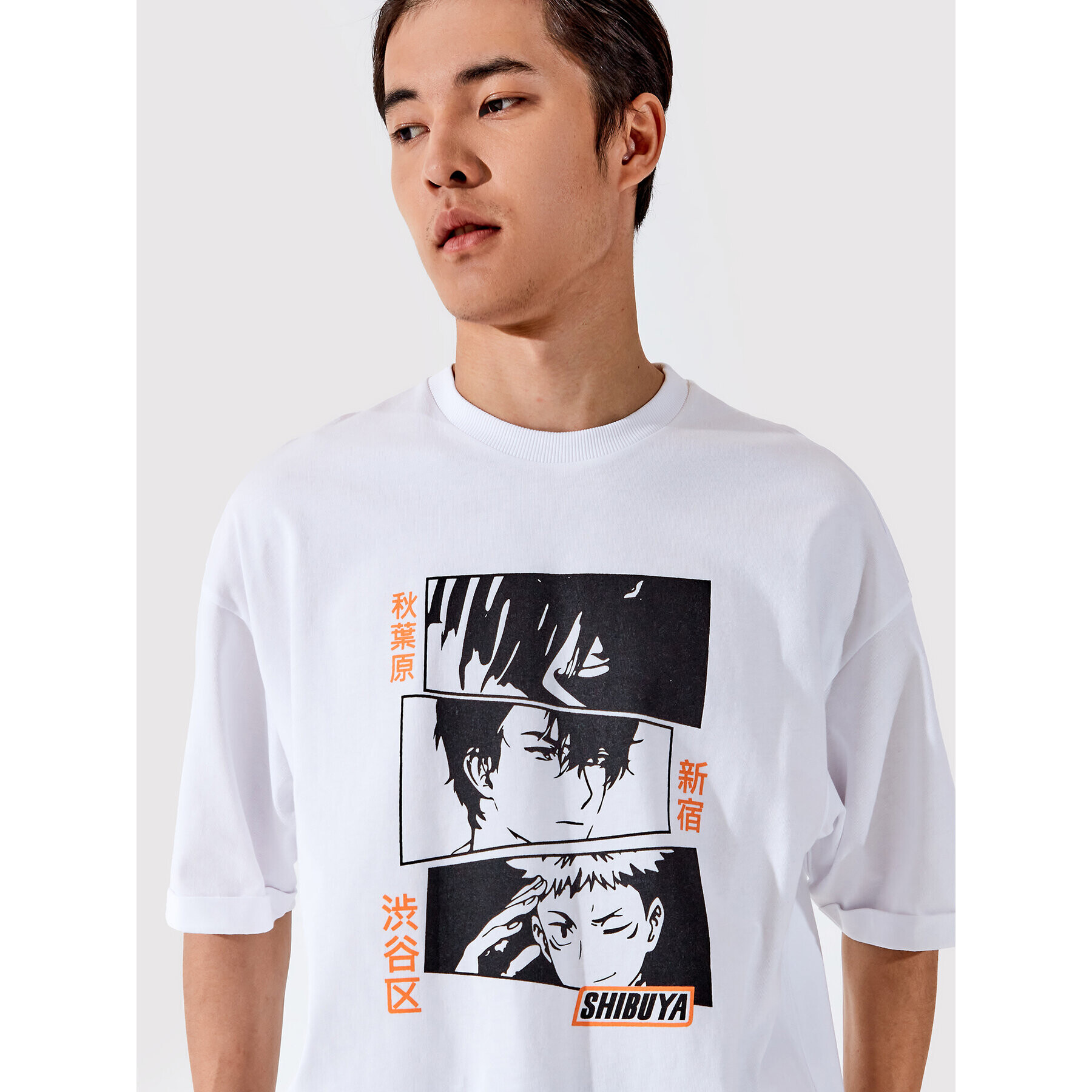 Togoshi T-Shirt Unisex TG22-TSM010 Bílá Oversize - Pepit.cz