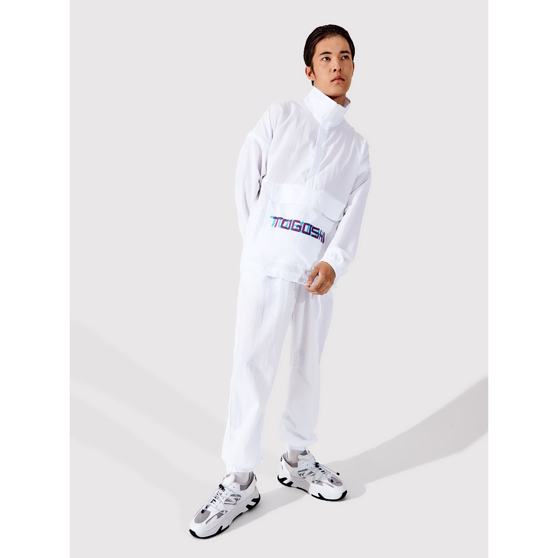 Togoshi Teplákové kalhoty Unisex TG22-SPU001 Bílá Relaxed Fit - Pepit.cz