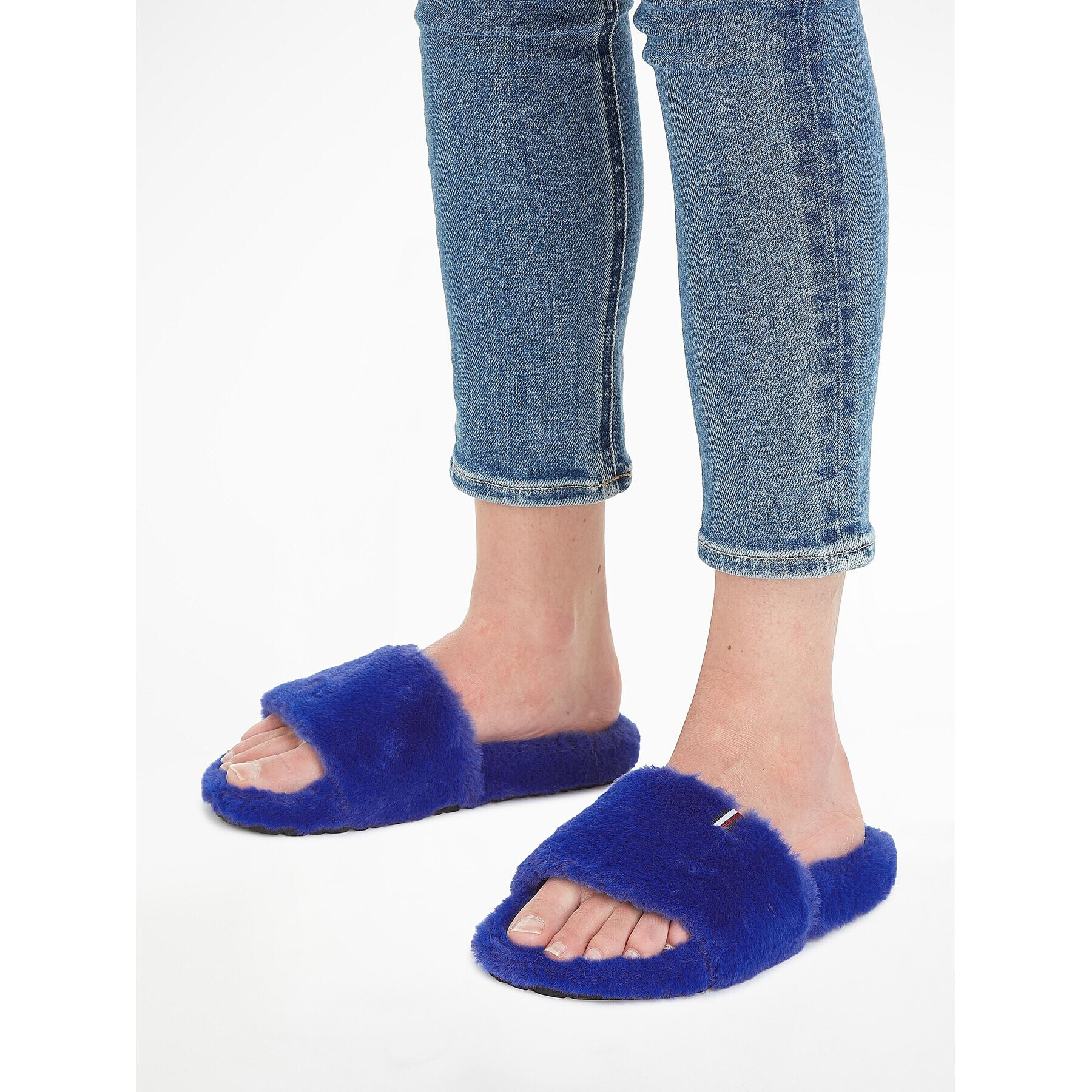 Tommy Hilfiger Bačkory Fur Home Slipper Slide FW0FW07663 Modrá - Pepit.cz