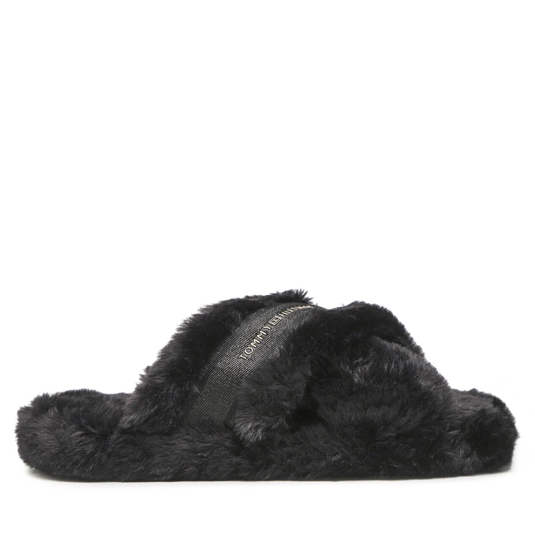 Tommy Hilfiger Bačkory Fur Home Slippers Wiht Straps FW0FW06889 Černá - Pepit.cz