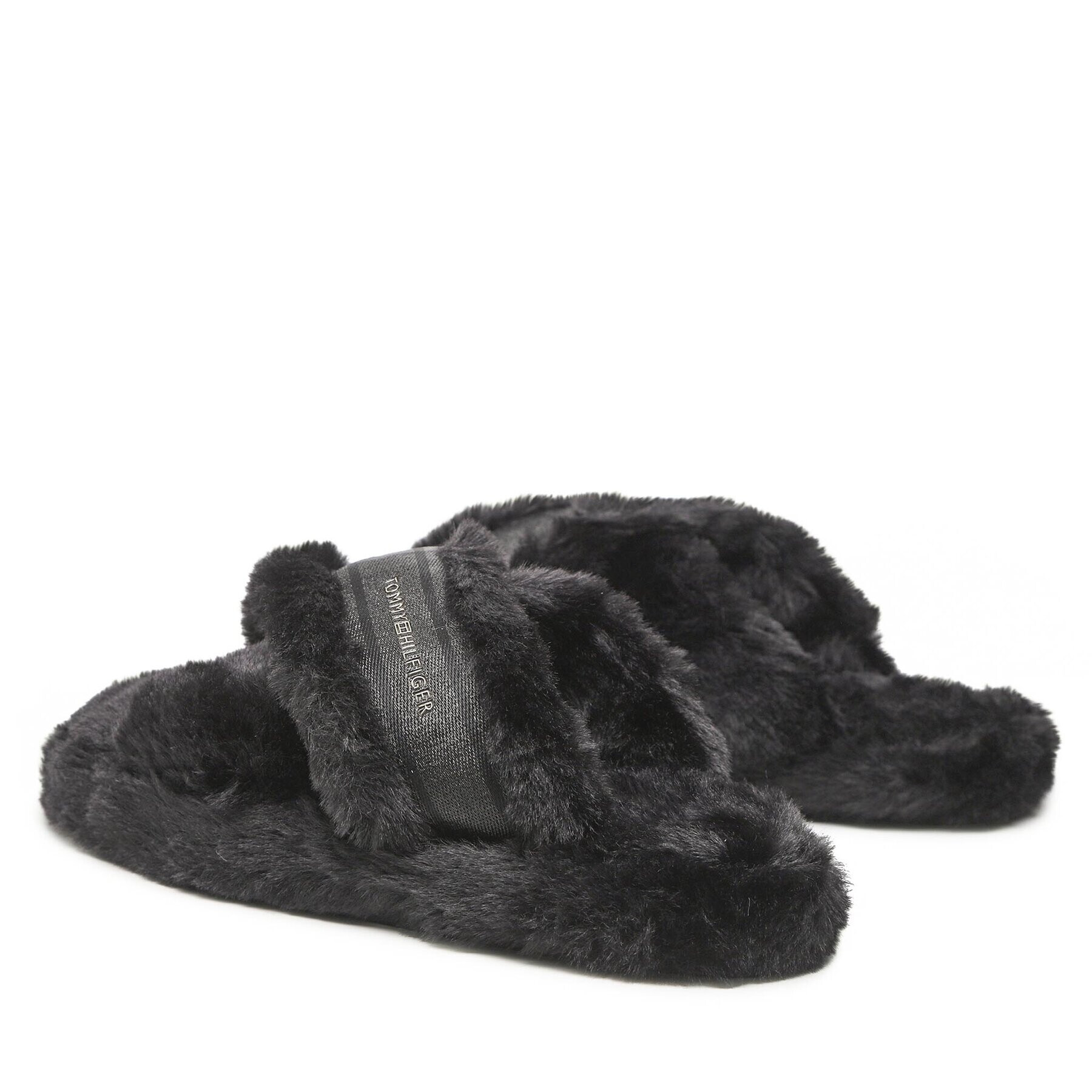 Tommy Hilfiger Bačkory Fur Home Slippers Wiht Straps FW0FW06889 Černá - Pepit.cz