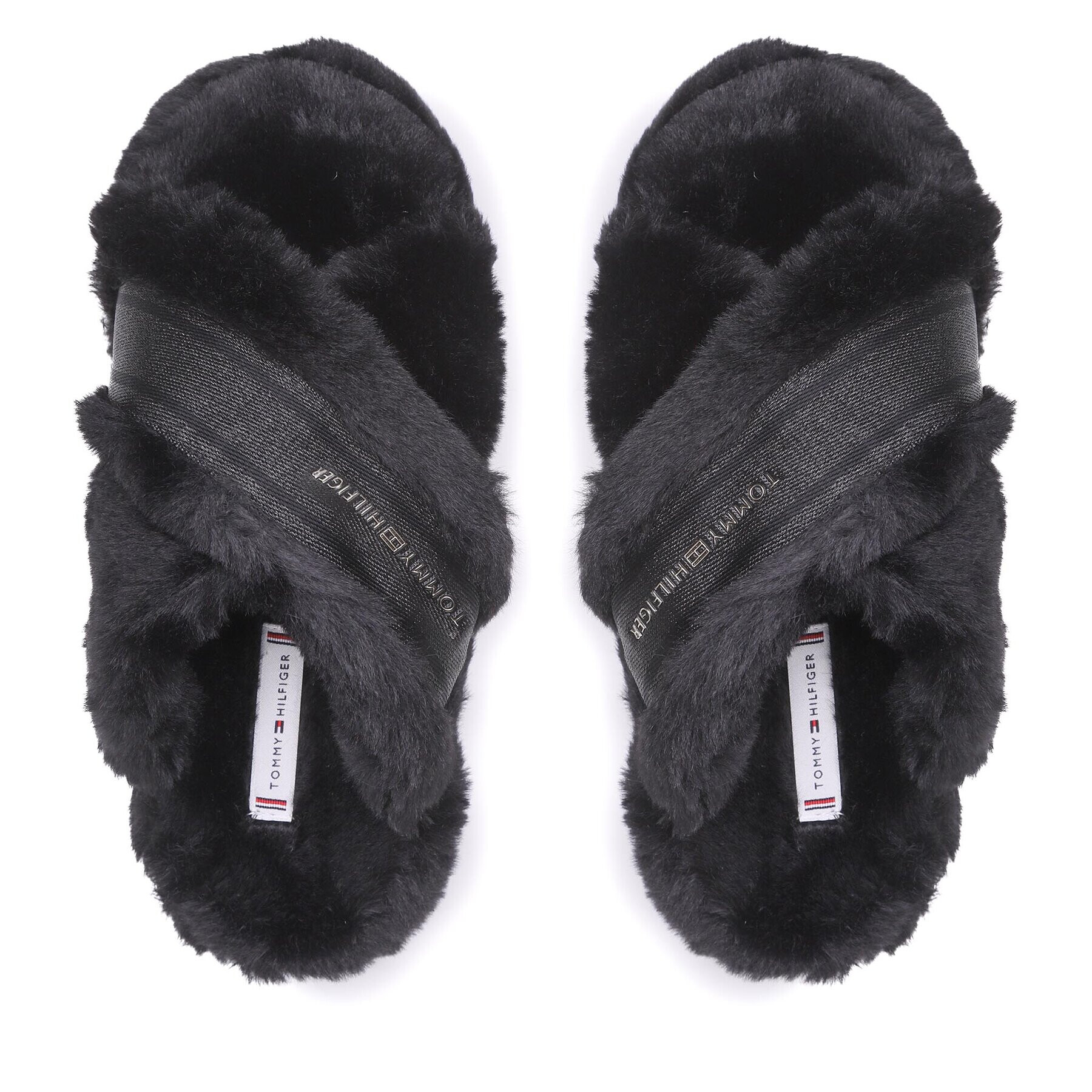 Tommy Hilfiger Bačkory Fur Home Slippers Wiht Straps FW0FW06889 Černá - Pepit.cz