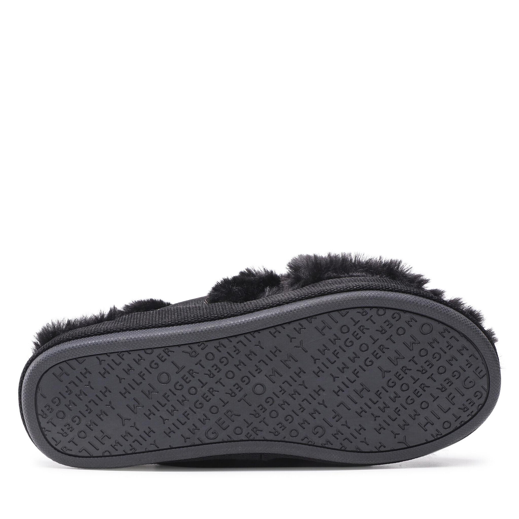 Tommy Hilfiger Bačkory Shiny Webbing Furry Slipper FW0FW06092 Černá - Pepit.cz