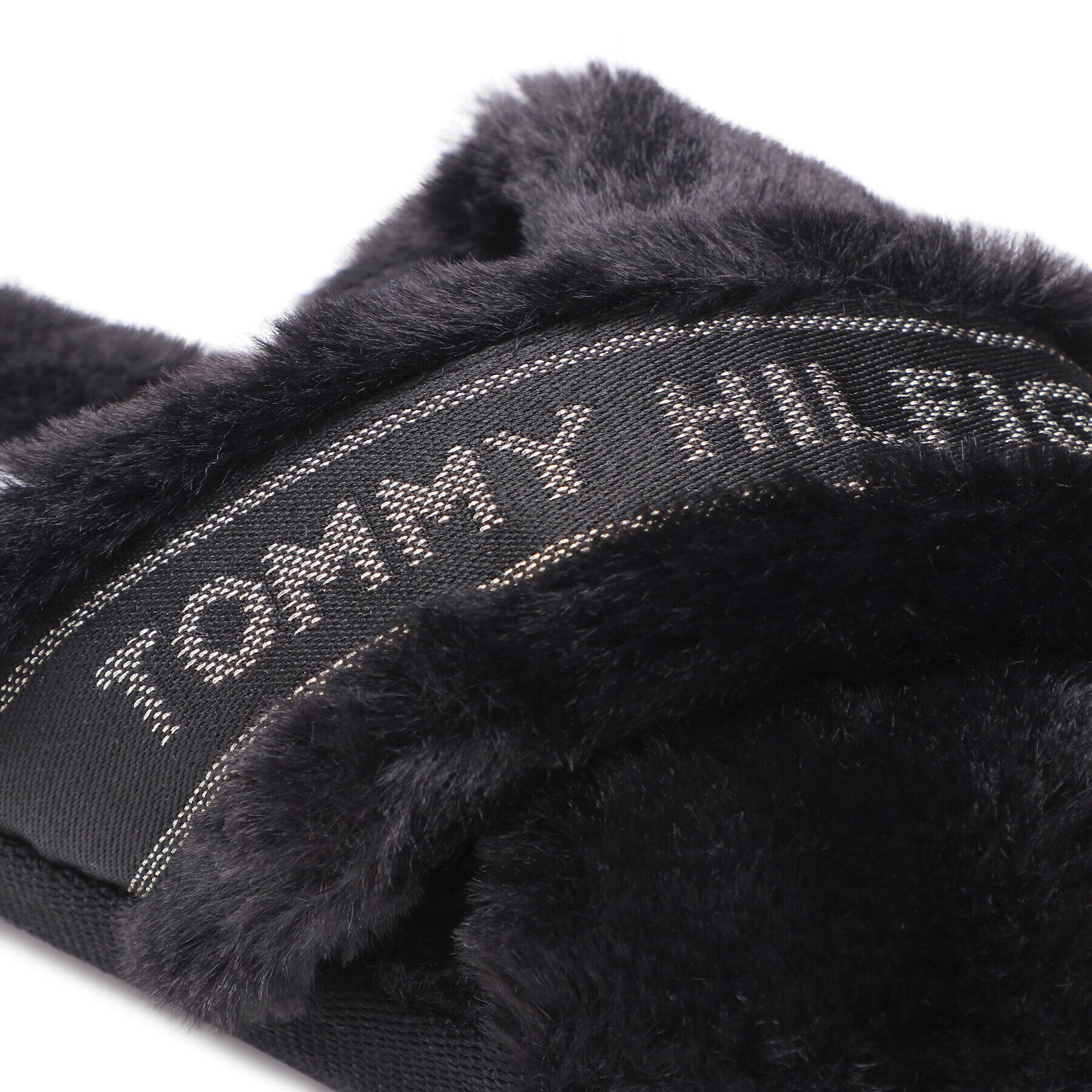 Tommy Hilfiger Bačkory Shiny Webbing Furry Slipper FW0FW06092 Černá - Pepit.cz