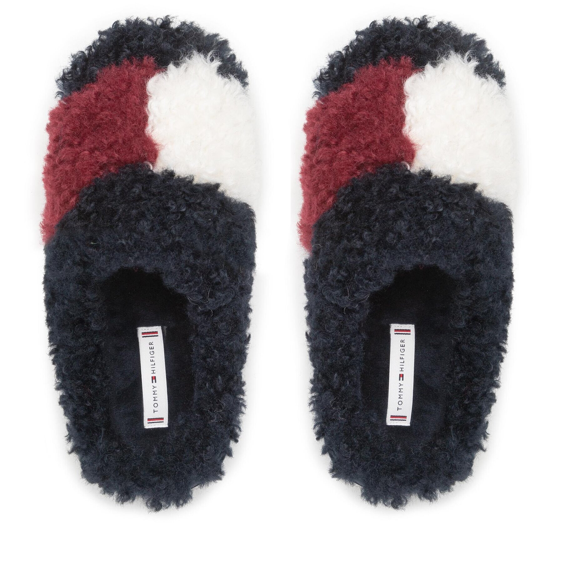 Tommy Hilfiger Bačkory Th Home Slipper Sherpa Fur FW0FW06577 Tmavomodrá - Pepit.cz