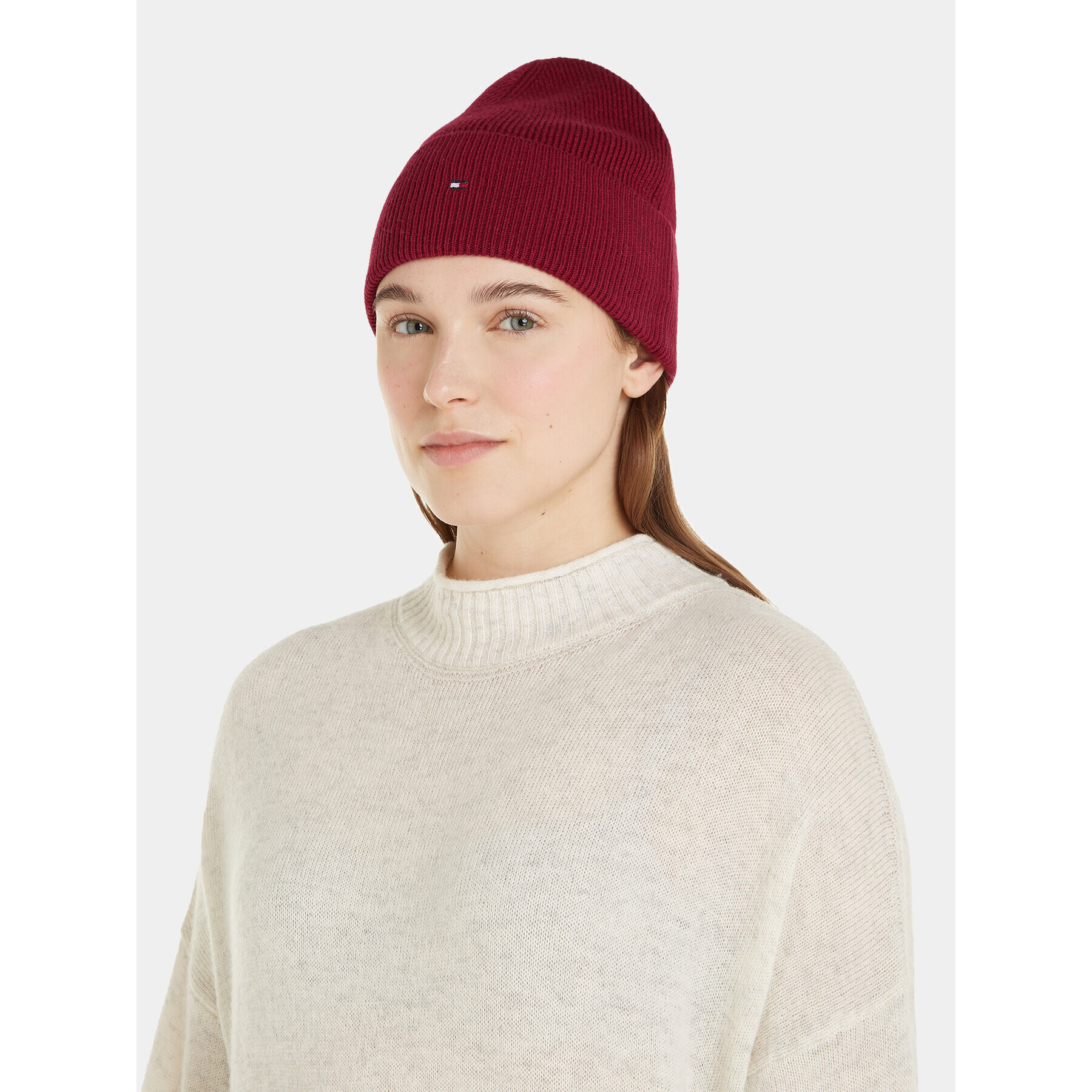 Tommy Hilfiger Čepice Essential Flag Beanie AW0AW15309 Červená - Pepit.cz