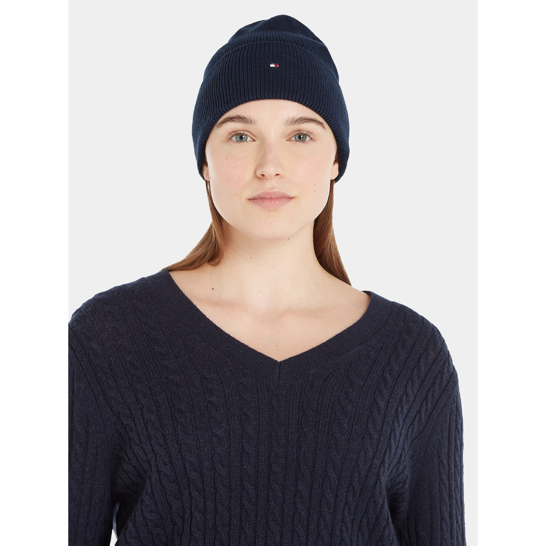 Tommy Hilfiger Čepice Essential Flag Beanie AW0AW15309 Tmavomodrá - Pepit.cz