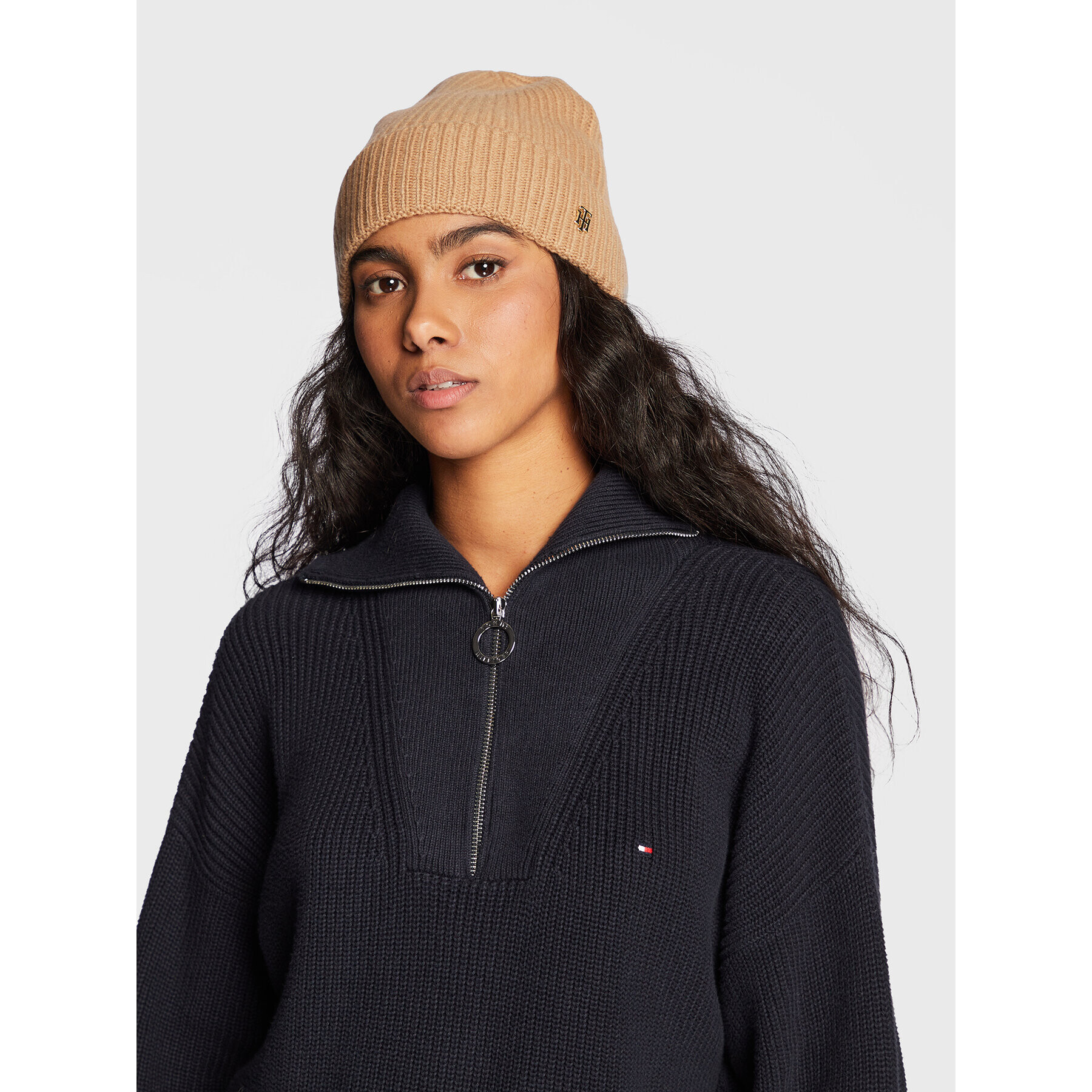 Tommy Hilfiger Čepice Luxe Cashmere Beanie AW0AW13770 Hnědá - Pepit.cz