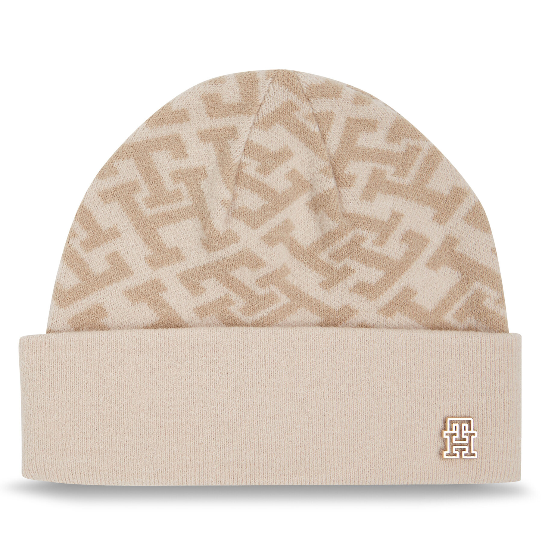 Tommy Hilfiger Čepice Monogram All Over Beanie AW0AW15327 Béžová - Pepit.cz