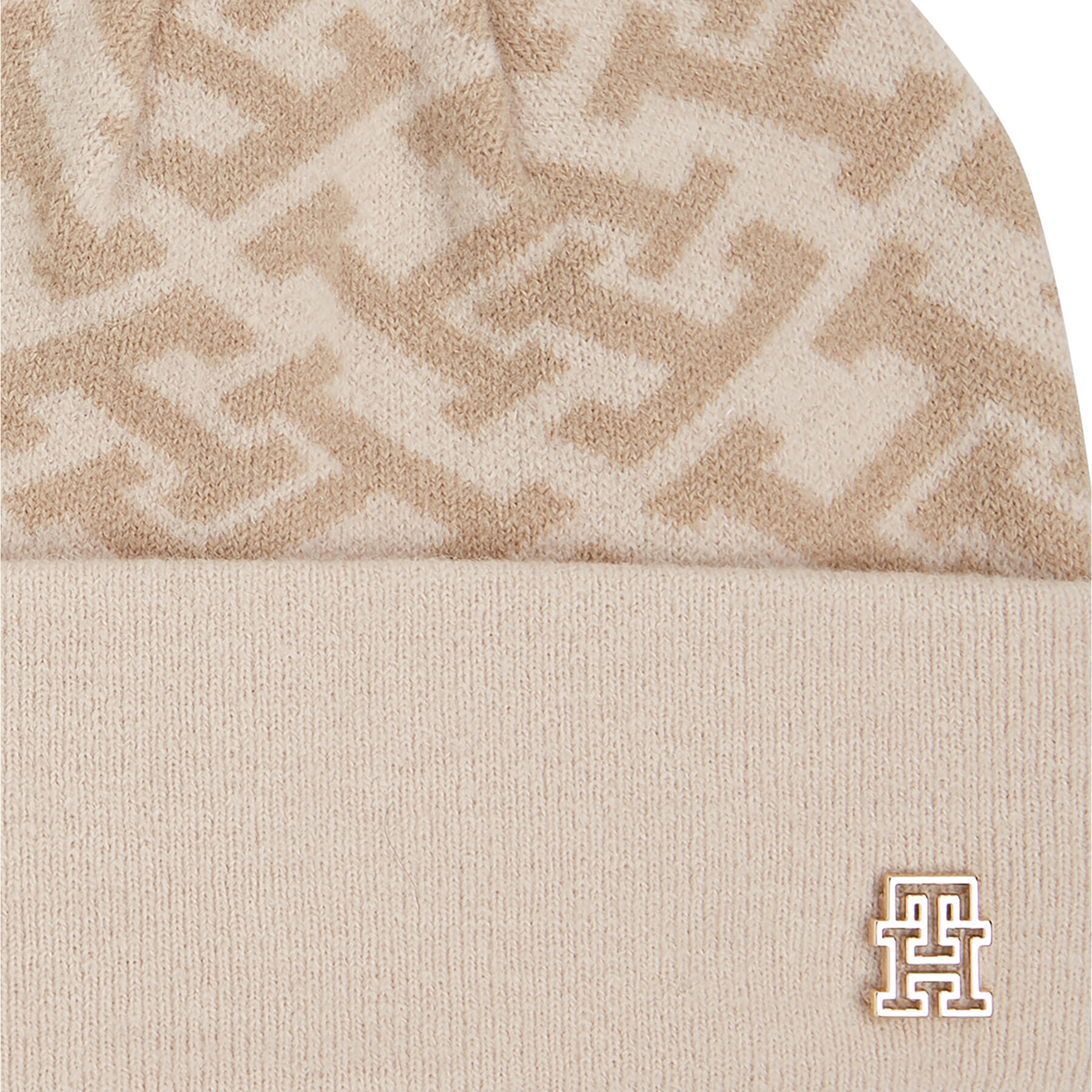 Tommy Hilfiger Čepice Monogram All Over Beanie AW0AW15327 Béžová - Pepit.cz