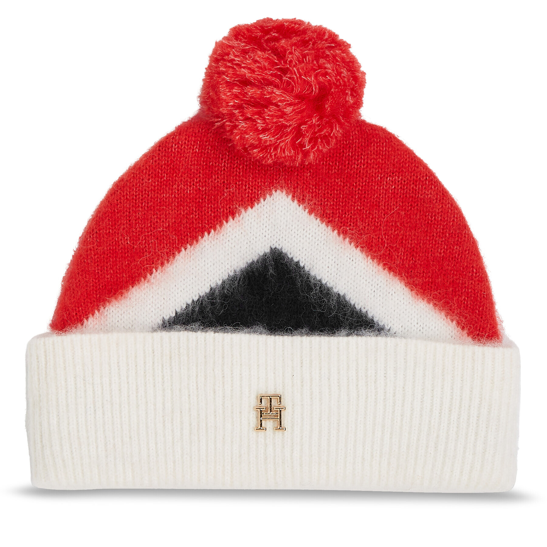 Tommy Hilfiger Čepice Th Evening Pompom Beanie Argyle AW0AW15305 Červená - Pepit.cz