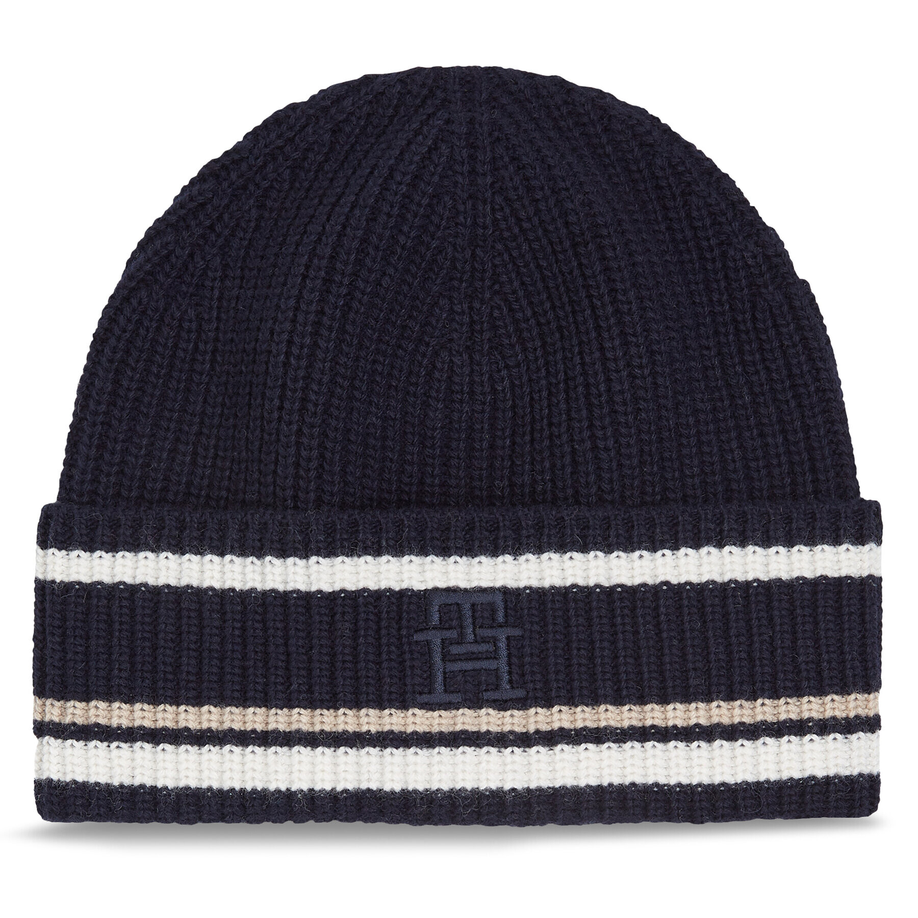 Tommy Hilfiger Čepice Th Monogram Beanie AM0AM11503 Tmavomodrá - Pepit.cz